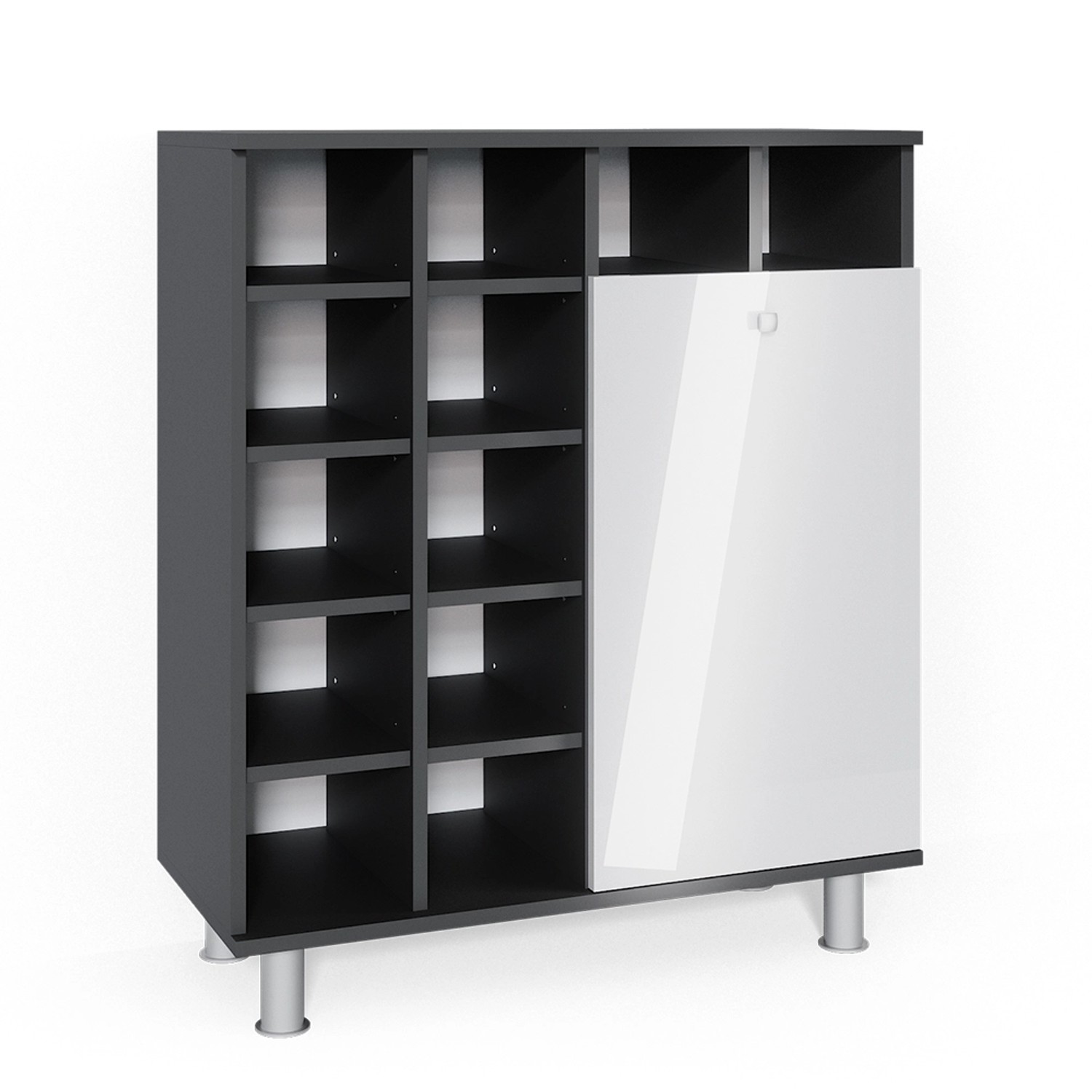 Vicco Wäscheschrank Fynn, Weiß Hochglanz/Anthrazit, 78.4 günstig online kaufen