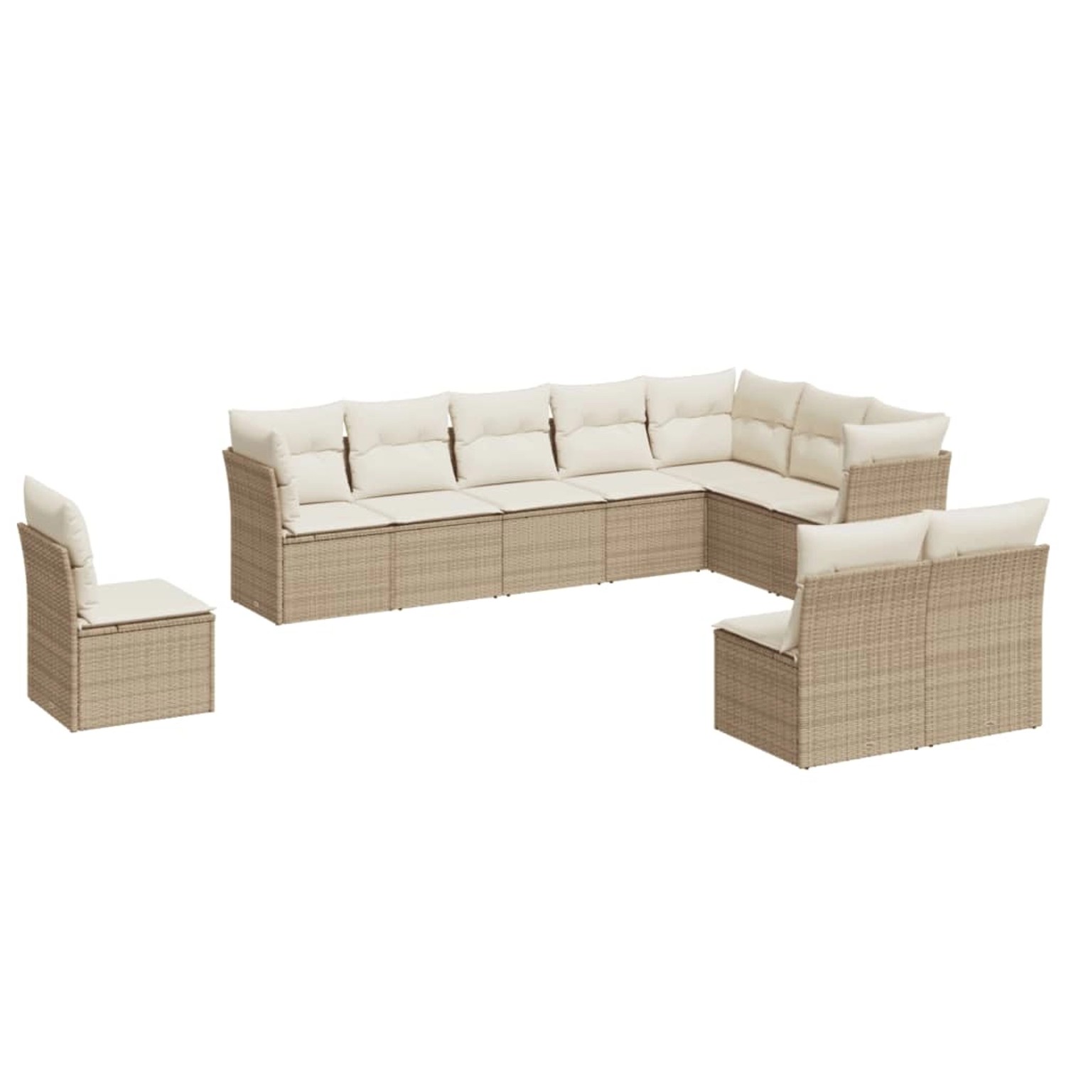 vidaXL 10-tlg Garten-Sofagarnitur mit Kissen Beige Poly Rattan Modell 1 günstig online kaufen