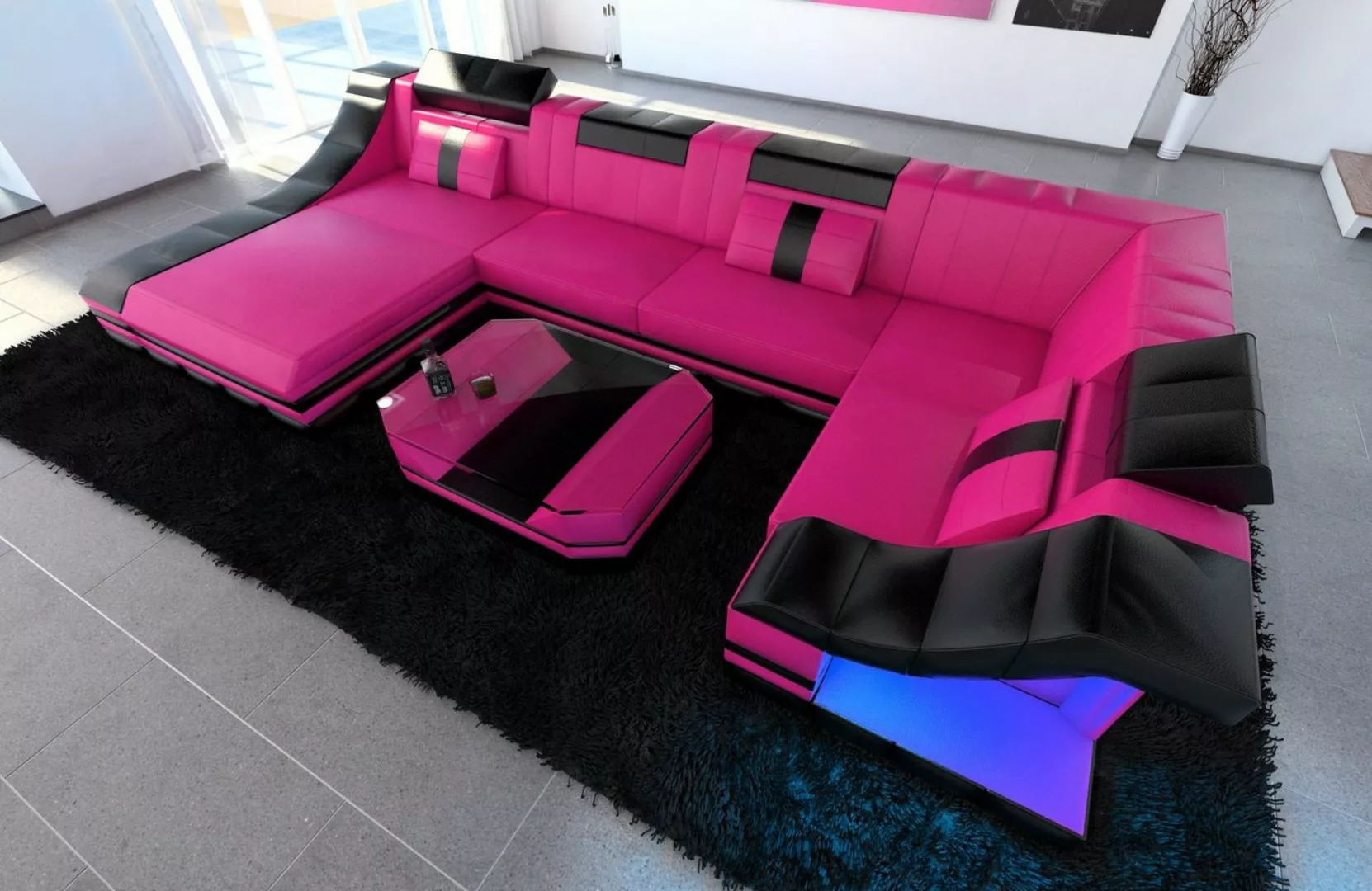 Sofa Dreams Wohnlandschaft Ledersofa Ledercouch Turino U Form Leder Sofa, C günstig online kaufen