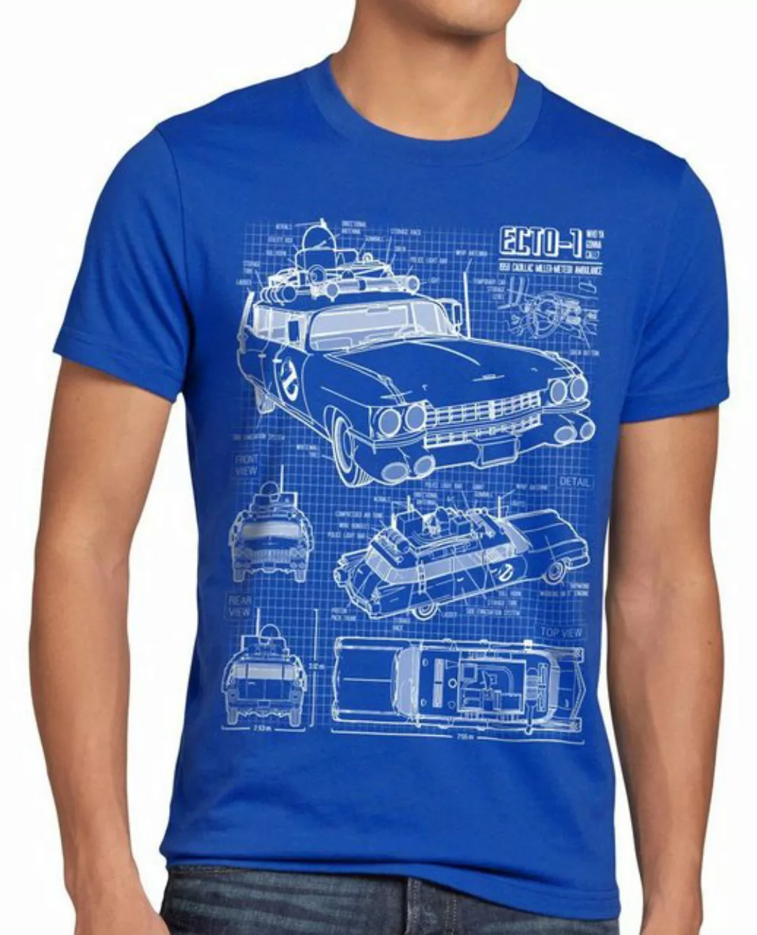 style3 Print-Shirt Herren T-Shirt ECTO-1 Blaupause busters geisterjäger gho günstig online kaufen