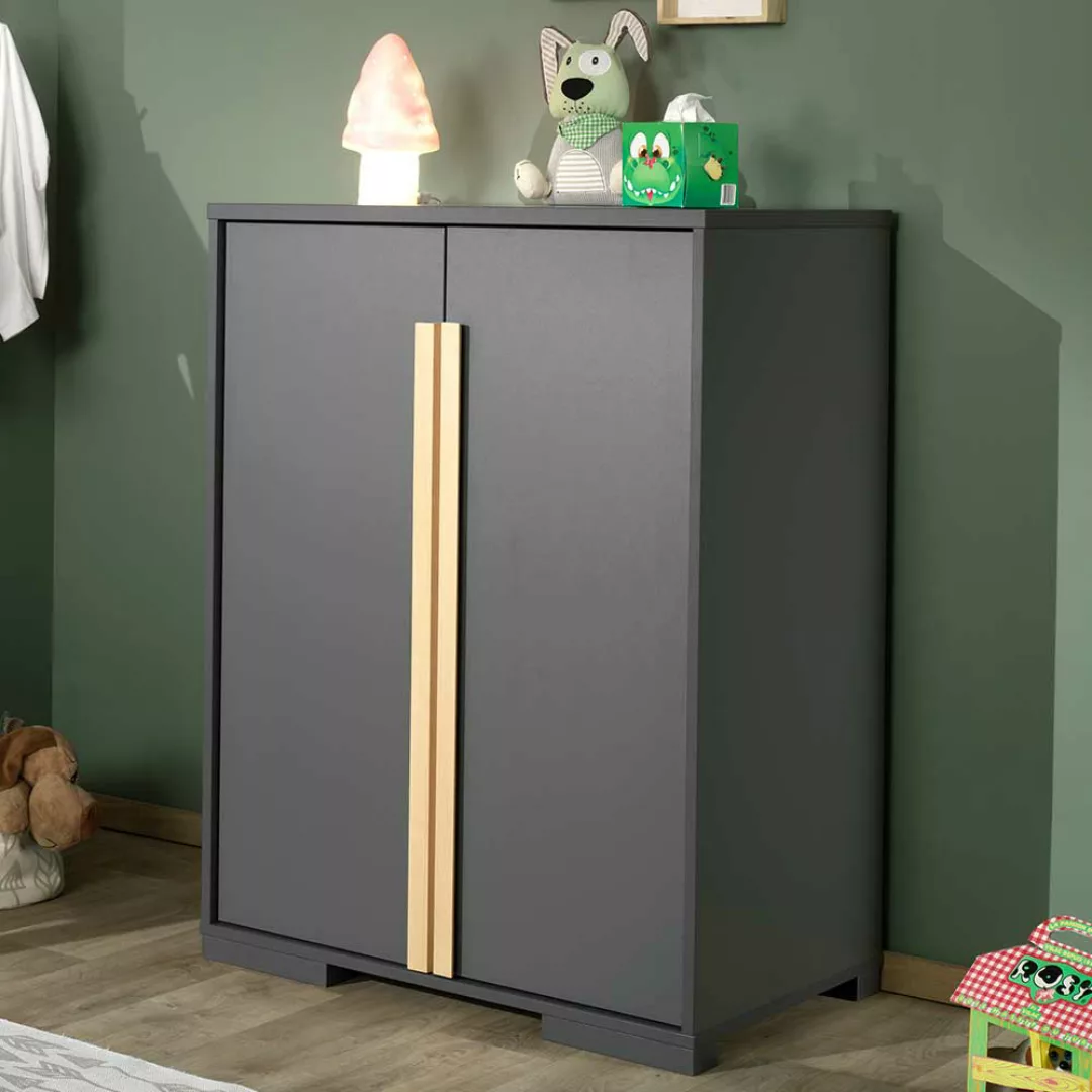 Kinderzimmer Wäscheschrank in Anthrazit 116 cm hoch 86 cm breit günstig online kaufen