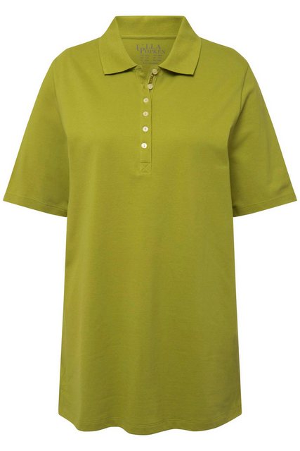 Ulla Popken Rundhalsshirt Poloshirt Piqué Polokragen Samt-Knopfleiste günstig online kaufen