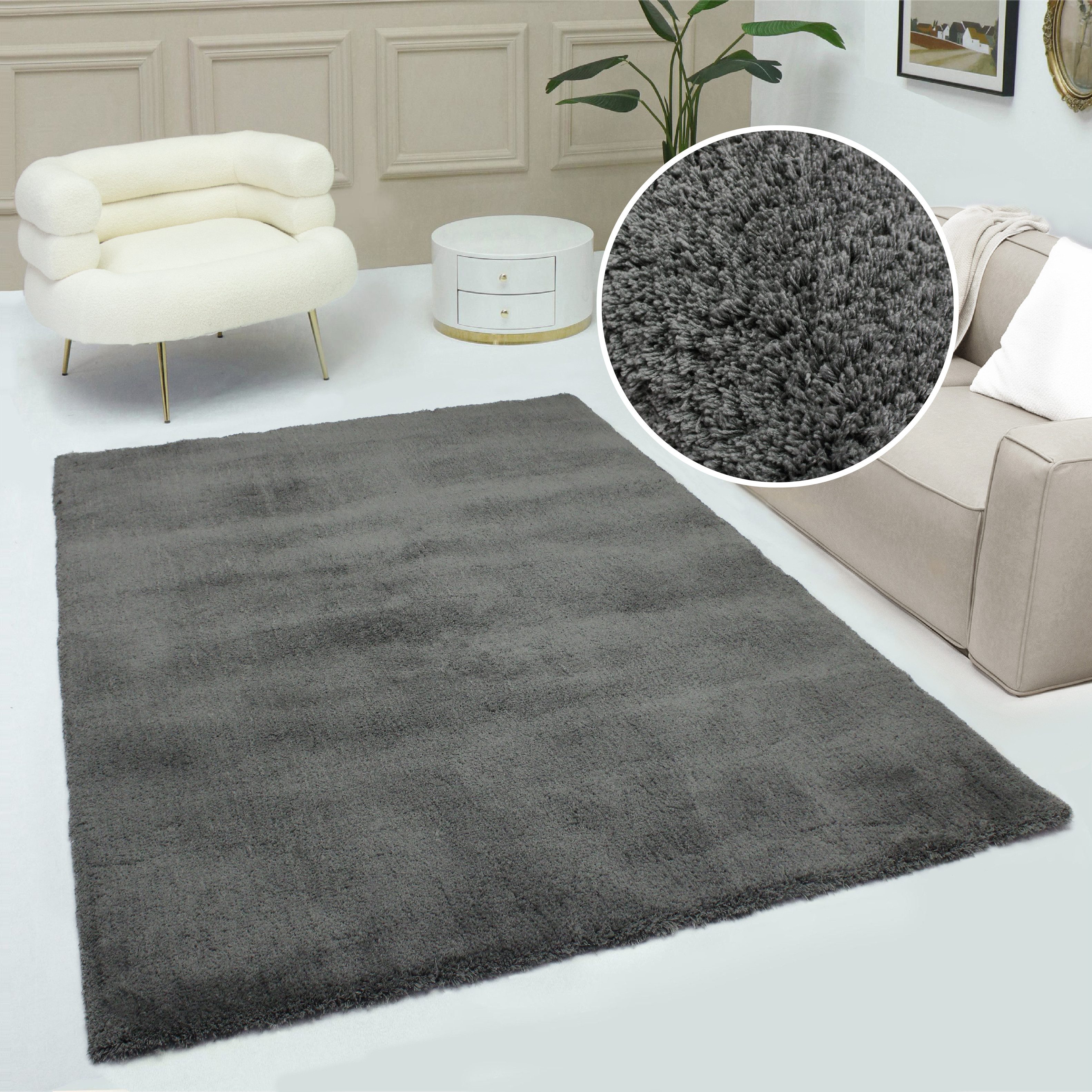 my home Hochflor-Teppich Microfaser Teppich Magong, günstig online kaufen