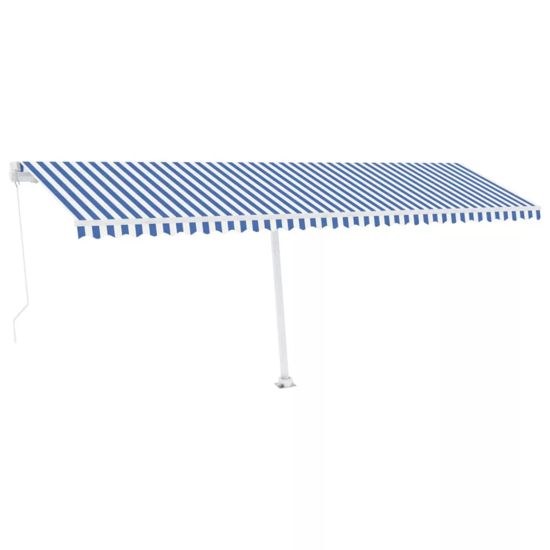 Standmarkise Einziehbar Handbetrieben 600x300 Cm Blau/weiß günstig online kaufen