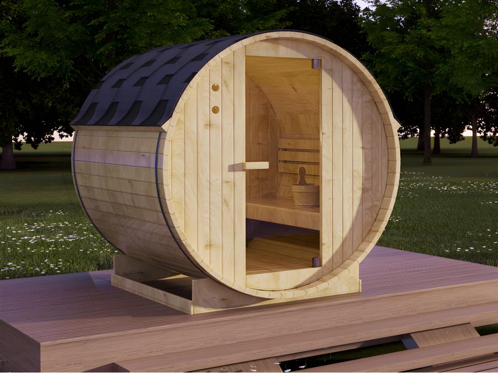 Gartensauna 4 Personen mit Ofen 6 kW - 185 x 180 x 190 cm - ISOKYRO günstig online kaufen