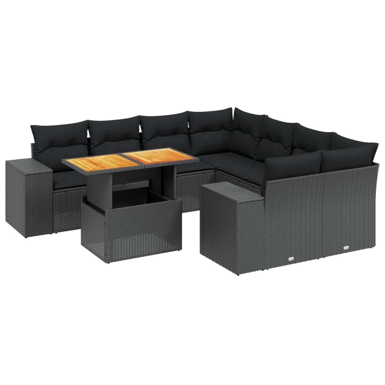 vidaXL 9-Tlg Garten-Sofagarnitur mit Kissen Schwarz Poly Rattan 3272560 günstig online kaufen