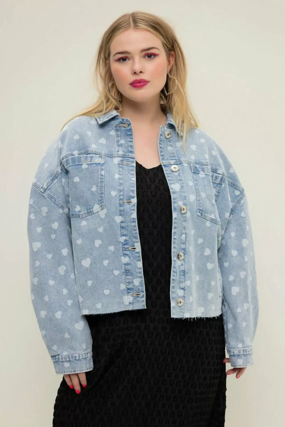 Studio Untold Sommerjacke Jeansjacke short Boxy Shape Heart Print günstig online kaufen