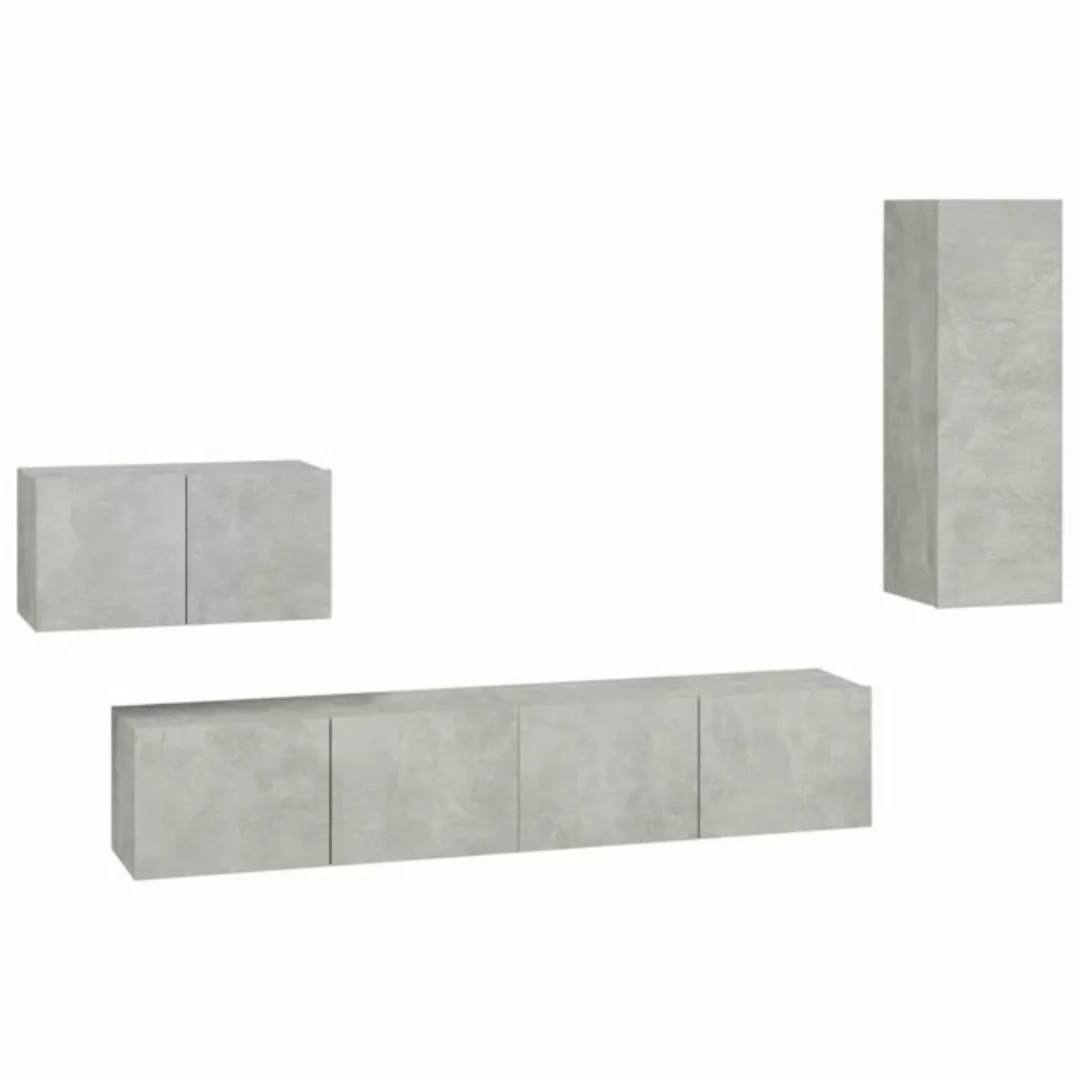 vidaXL TV-Schrank 4-tlg. TV-Schrank-Set Betongrau Holzwerkstoff (4-St) günstig online kaufen