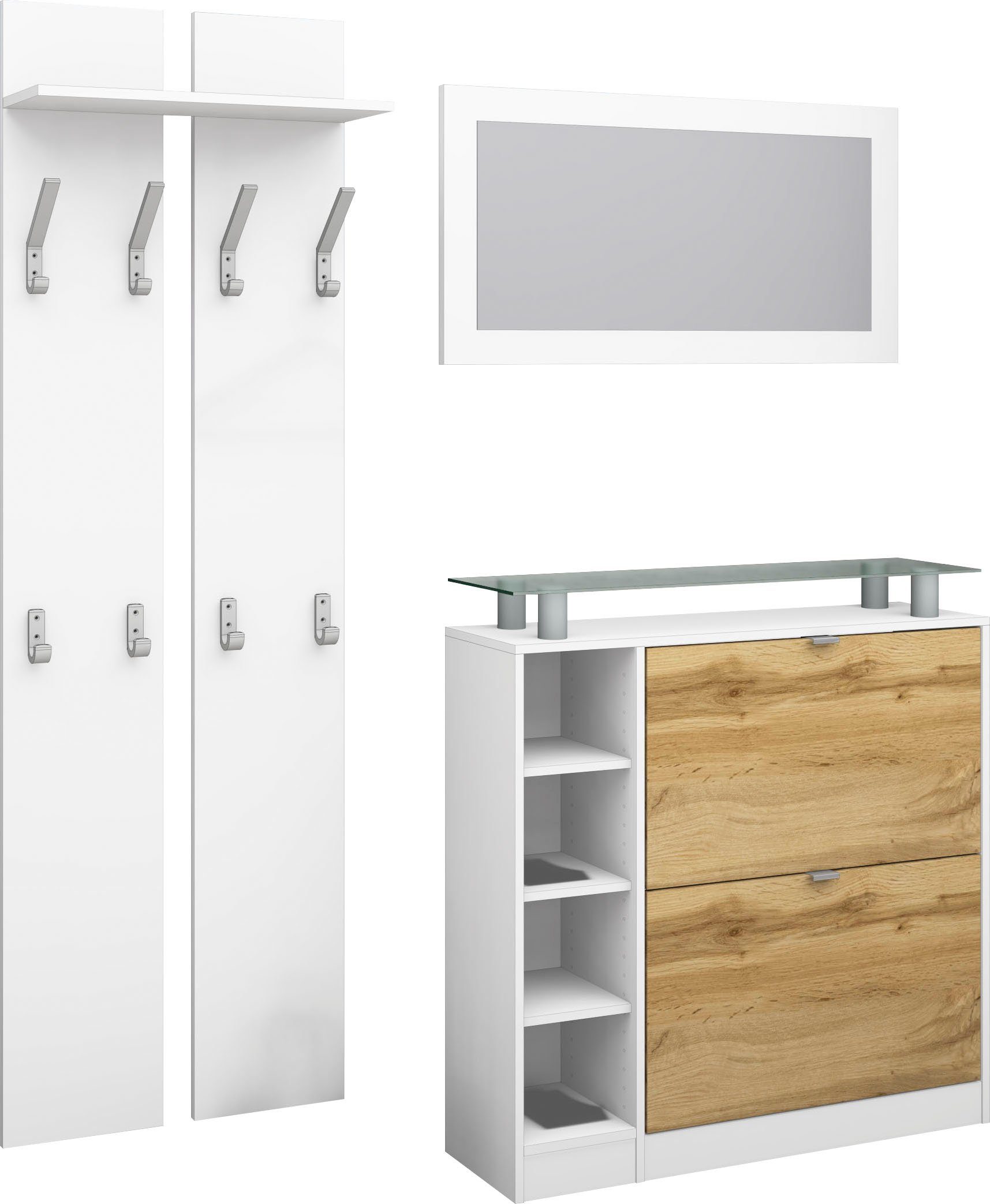 borchardt Möbel Garderoben-Set "Dolly", (Set, 3 St.), mit Glasablage günstig online kaufen