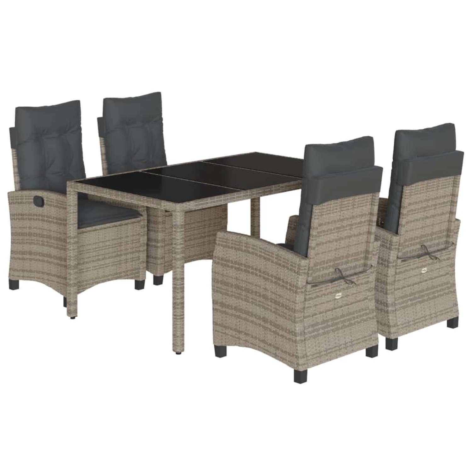 vidaXL 5-Tlg Garten-Essgruppe mit Kissen Grau Poly Rattan 3212647 günstig online kaufen