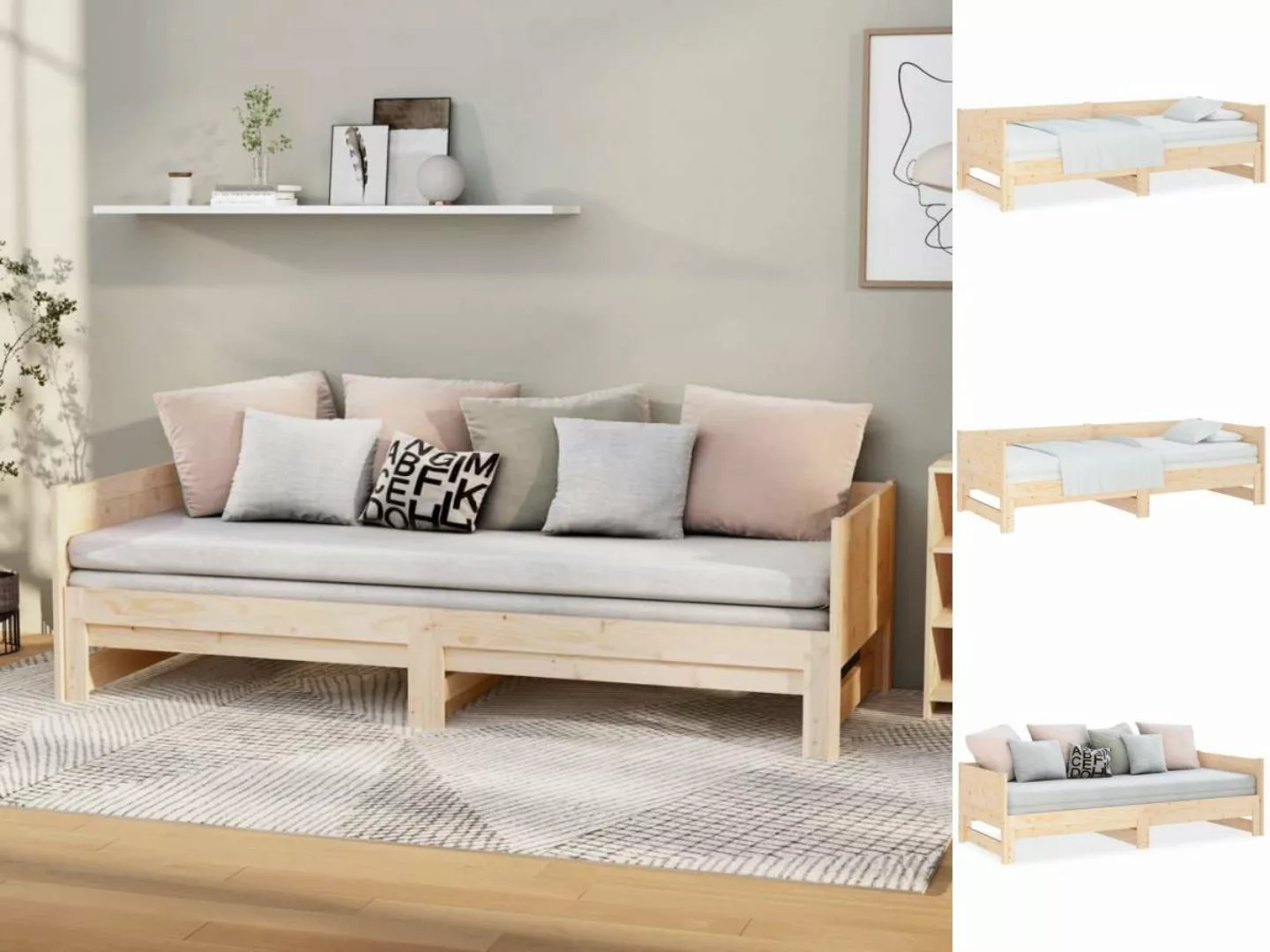 vidaXL Gästebett Ausziehbares Tagesbett Gästebett Massivholz Kiefer 2x90x20 günstig online kaufen