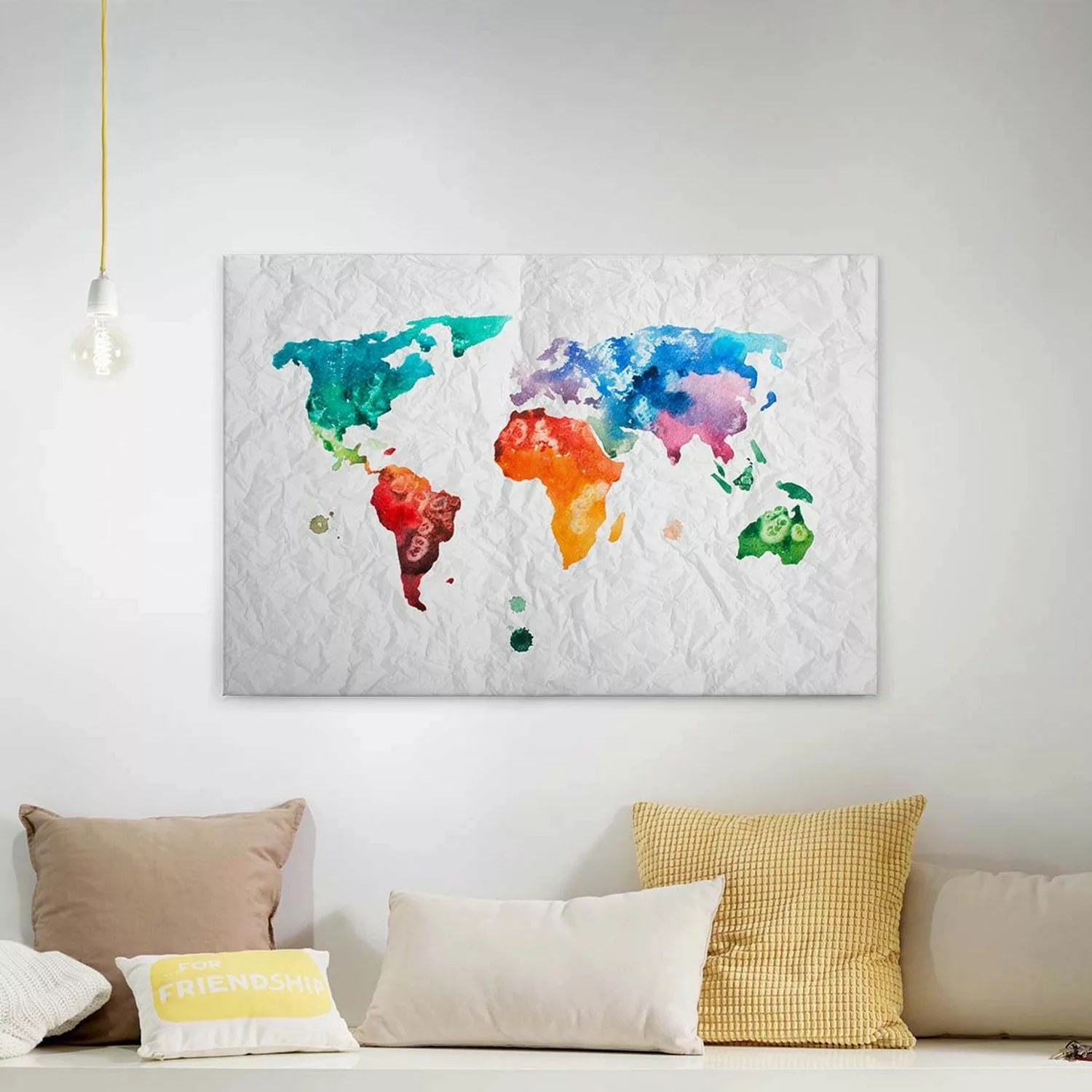 A.S. Création Leinwandbild "Colourful World", Weltkarte, (1 St.), Atlas Wel günstig online kaufen