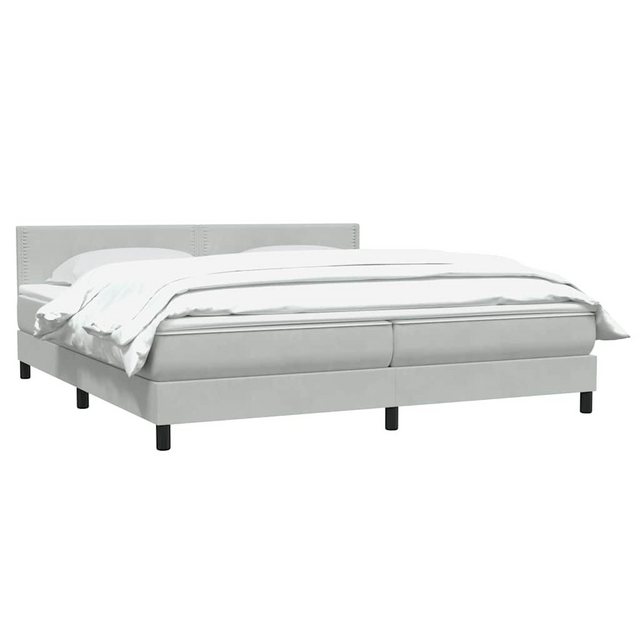 vidaXL Bett Boxspringbett mit Matratze Hellgrau 180x210 cm Samt günstig online kaufen