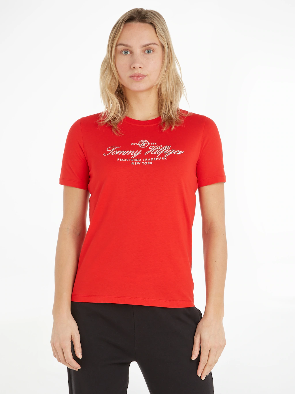 Tommy Hilfiger T-Shirt "REG HILFIGER SCRIPT C-NK SS", mit dezentem Markenla günstig online kaufen