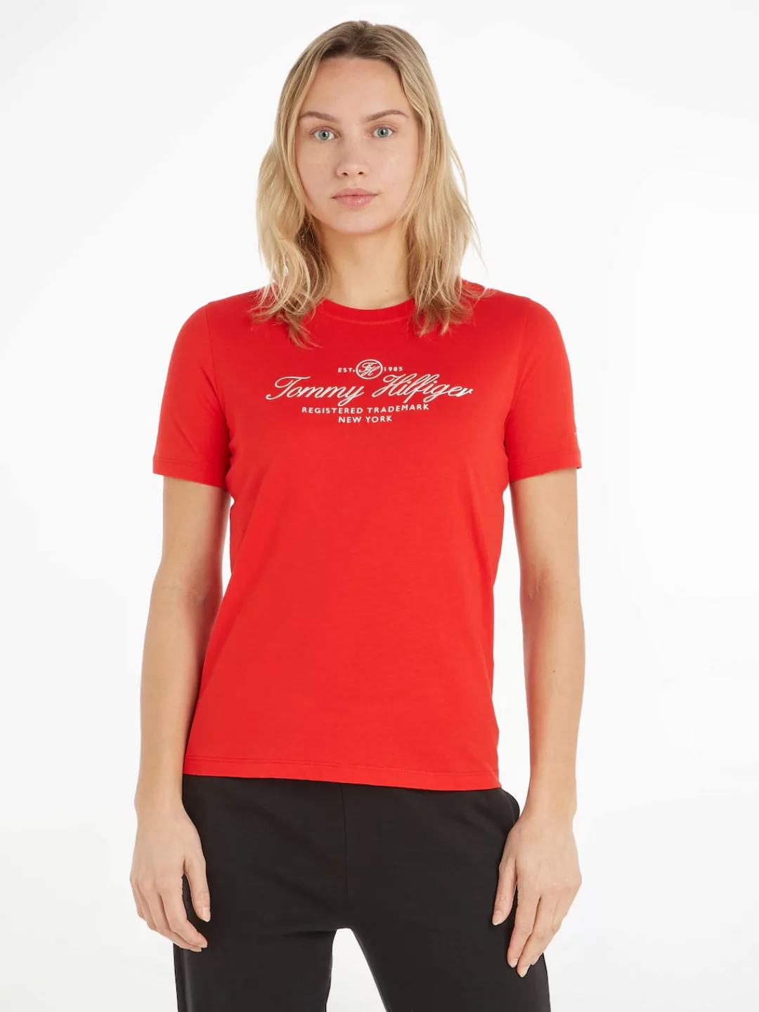 Tommy Hilfiger T-Shirt "REG HILFIGER SCRIPT C-NK SS", mit dezentem Markenla günstig online kaufen