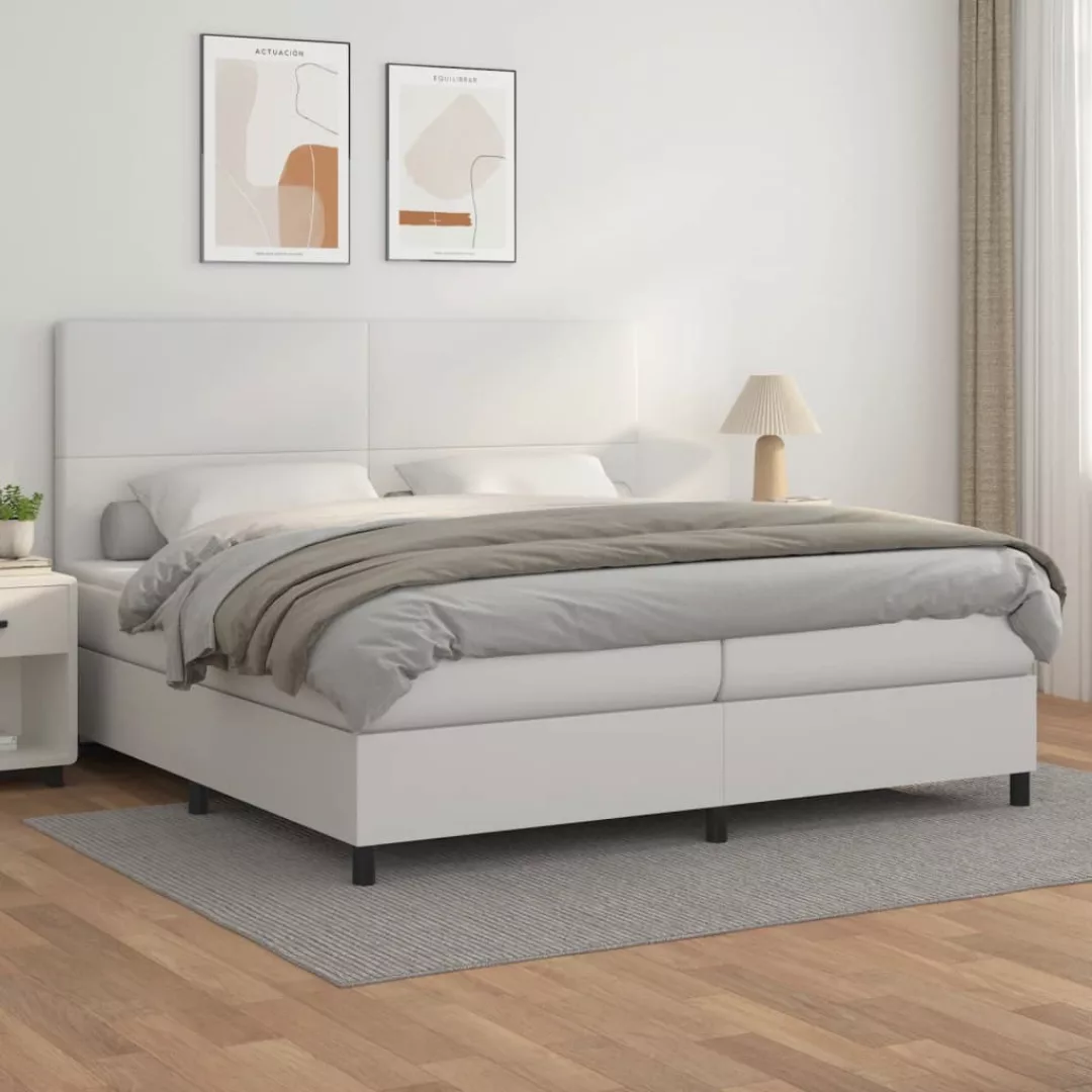 Vidaxl Boxspringbett Mit Matratze Weiß 200x200 Cm Kunstleder günstig online kaufen