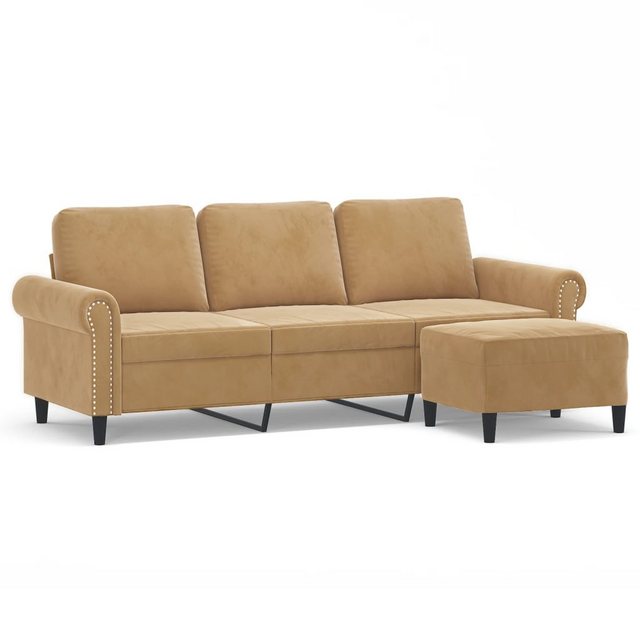 vidaXL Sofa 3-Sitzer-Sofa mit Hocker 180 cm Samt, Braun günstig online kaufen