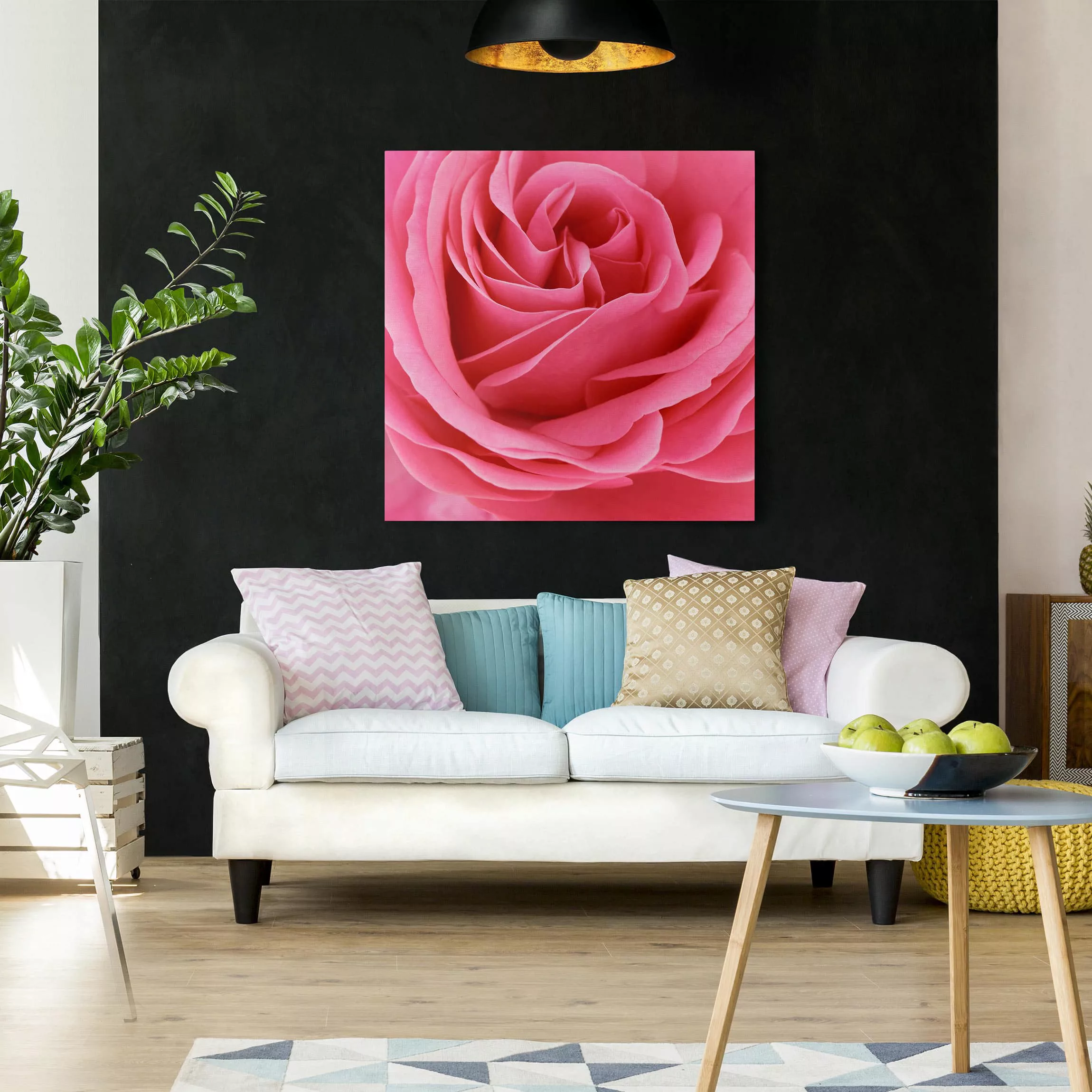 Leinwandbild Blumen - Quadrat Lustful Pink Rose günstig online kaufen