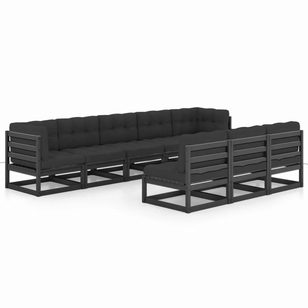 8-tlg. Garten-lounge-set Mit Kissen Schwarz Massivholz Kiefer günstig online kaufen