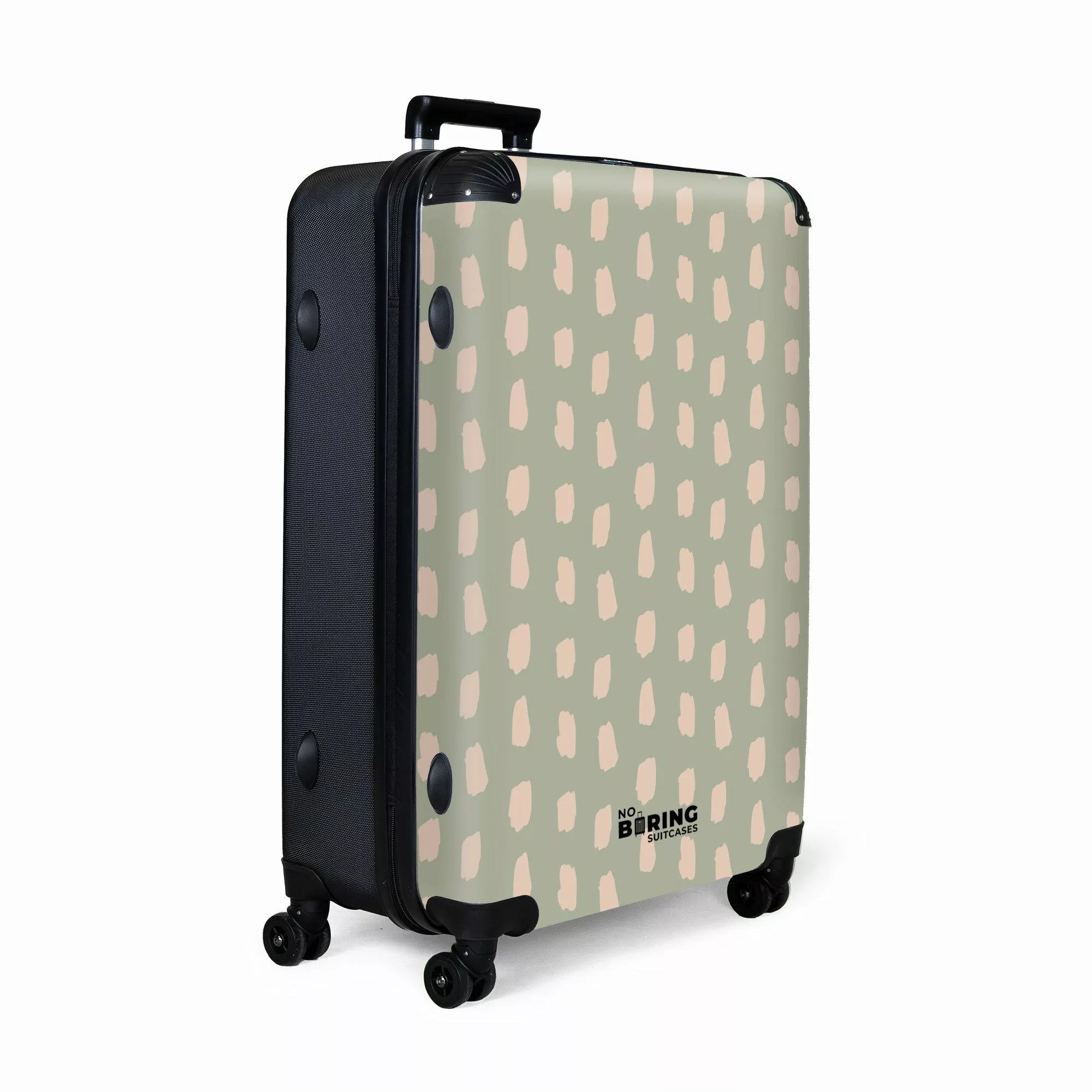 NoBoringSuitcases.com© Hartschalen-Trolley Grün mit beigen Flecken günstig online kaufen