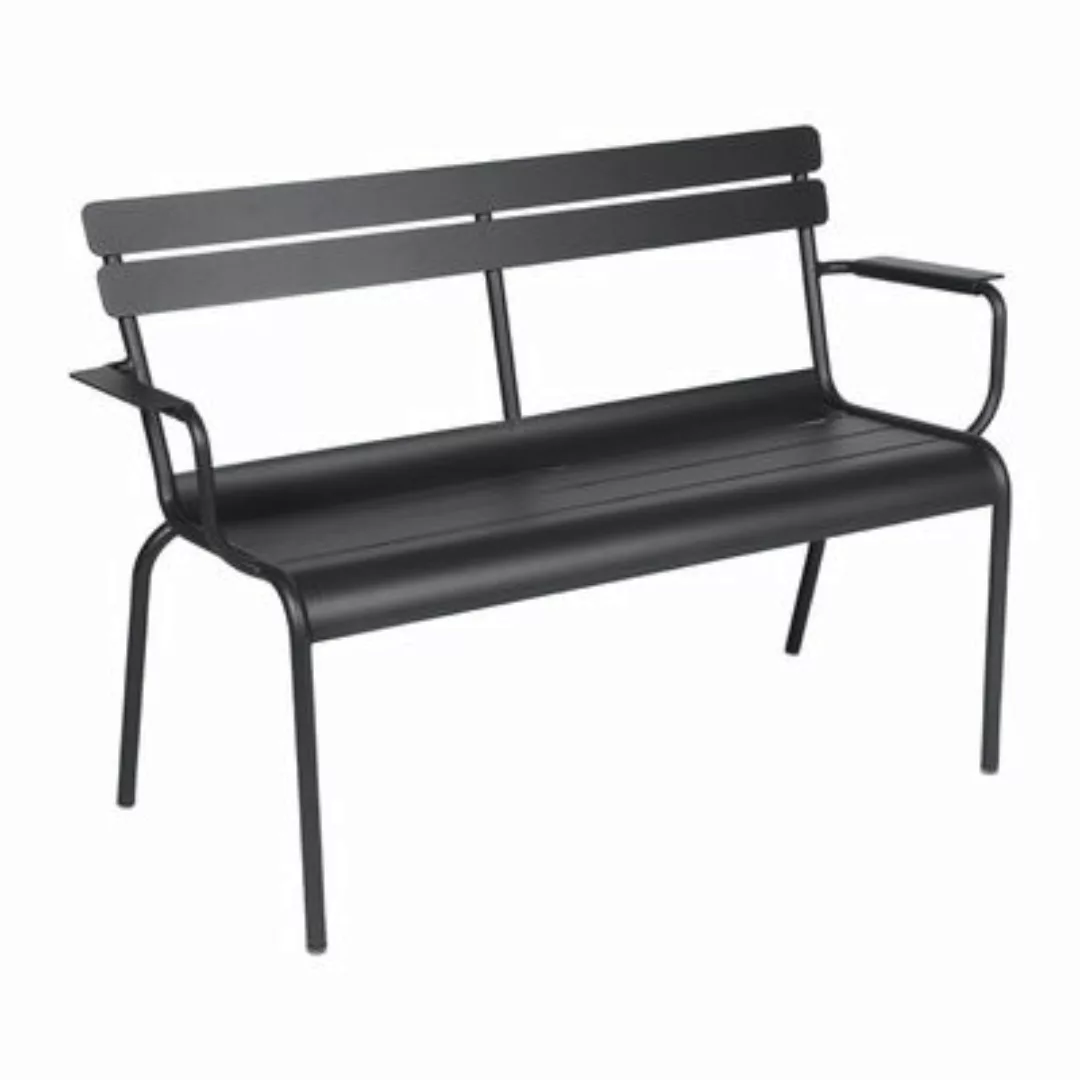 Bank mit Rückenlehne Luxembourg metall grau schwarz / 2-Sitzer - L 131 cm - günstig online kaufen