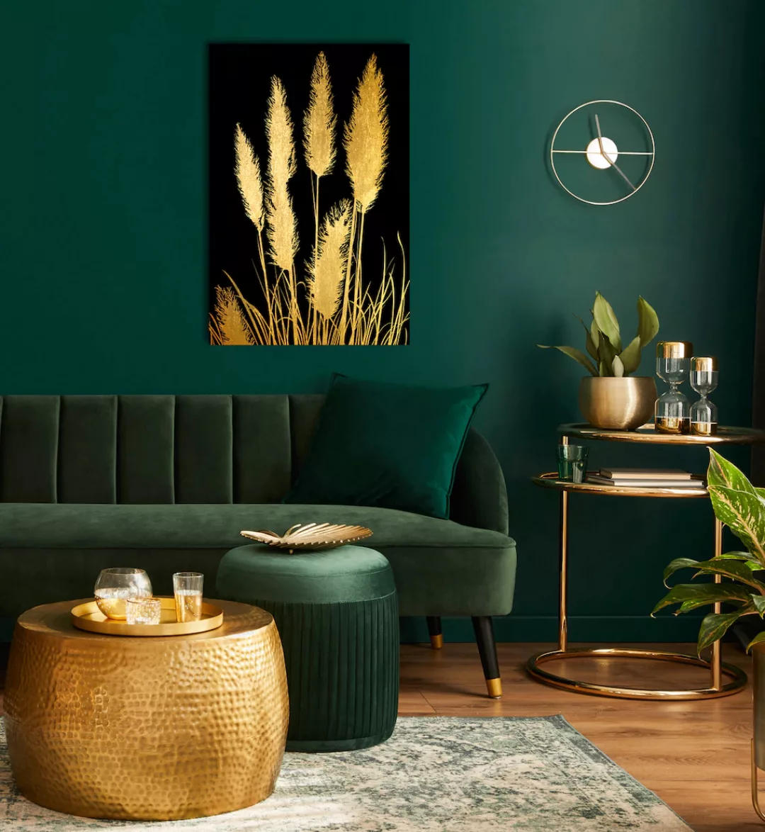 Leonique Acrylglasbild »Pampas Gras - Acrylbilder mit Blattgold veredelt«, günstig online kaufen