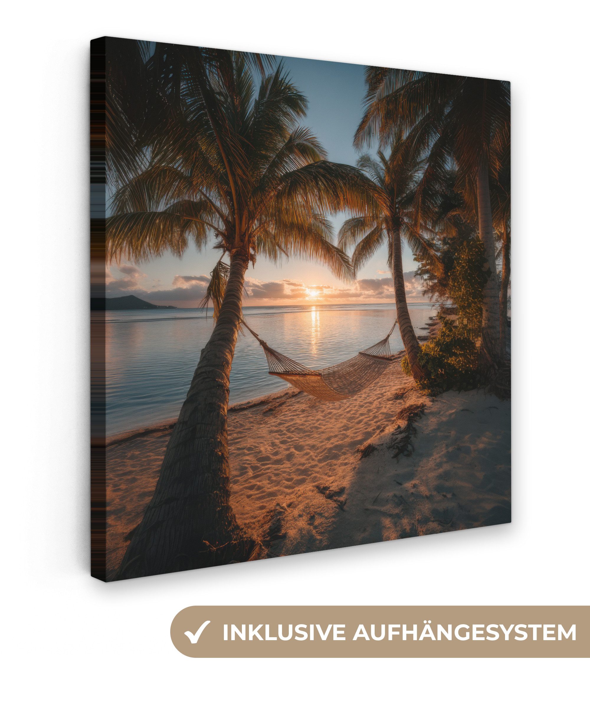OneMillionCanvasses® Leinwandbild Palmen - Hängematte - günstig online kaufen