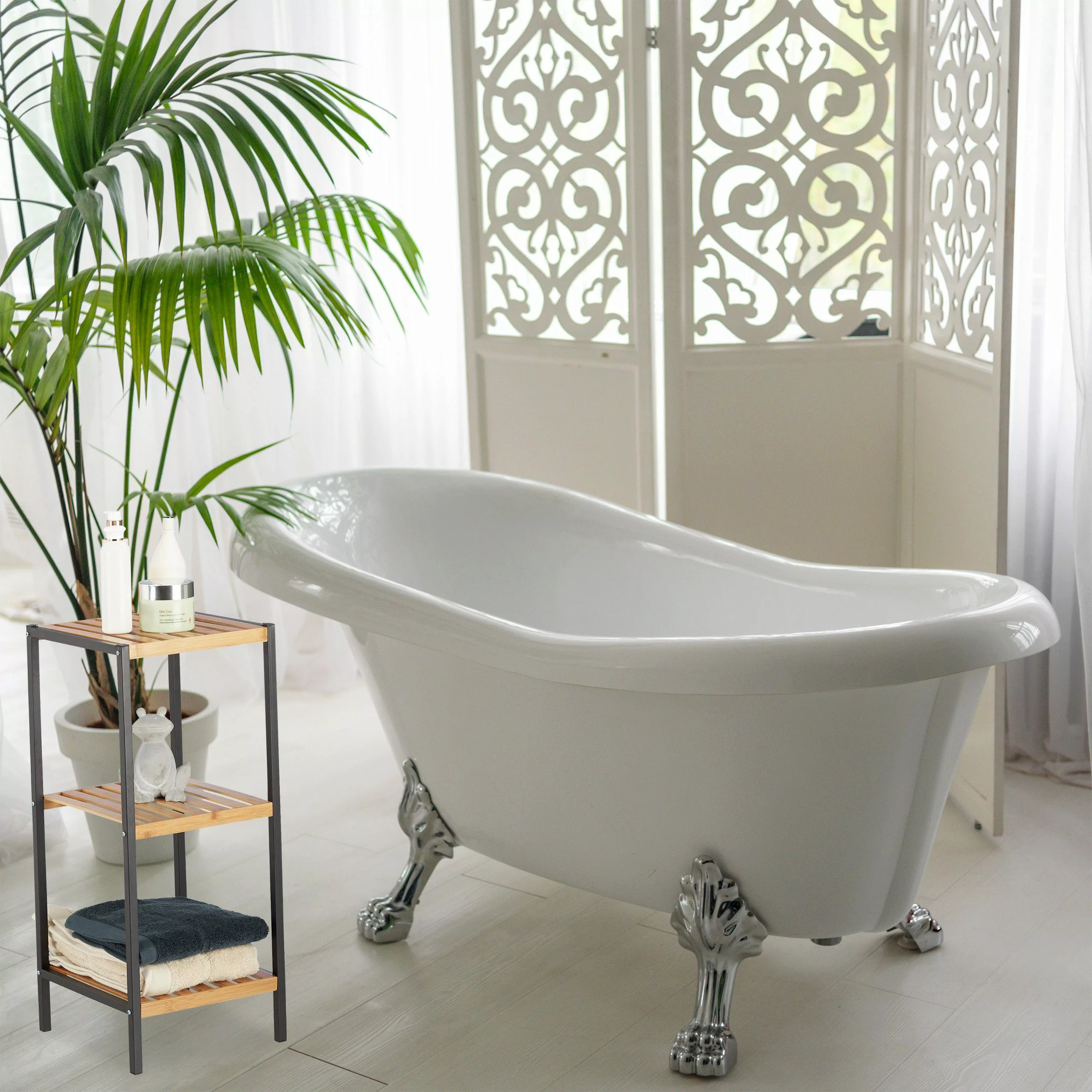 relaxdays Standregal Quadratisches Regal Bambus und günstig online kaufen