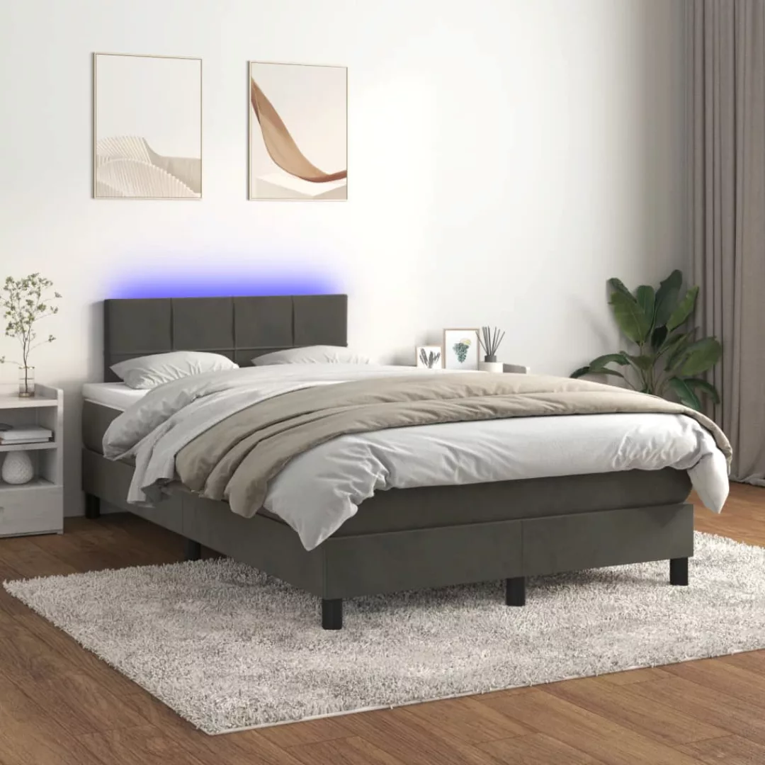 Vidaxl Boxspringbett Mit Matratze & Led Dunkelgrau 120x200 Cm Samt günstig online kaufen