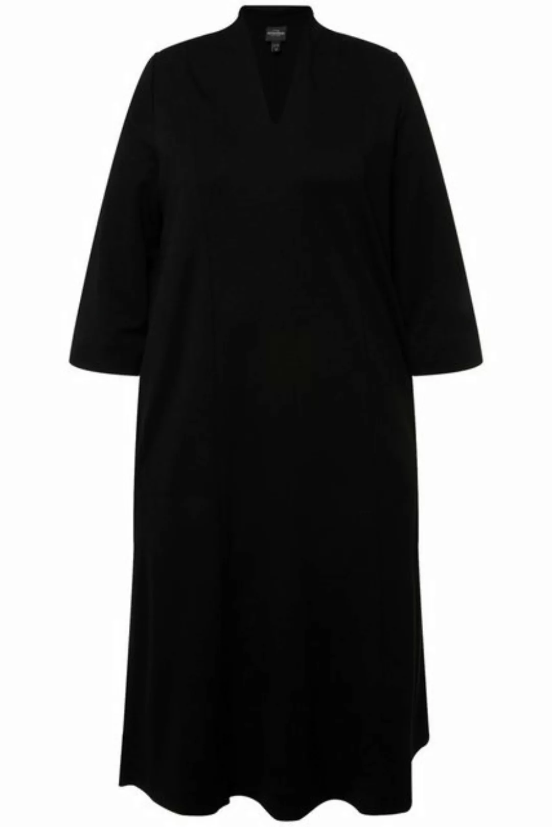 Ulla Popken Sommerkleid Midi-Puntokleid Kelchkragen V-Ausschnitt 3/4-Arm günstig online kaufen