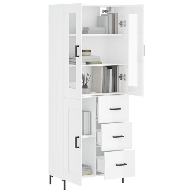 vidaXL Vitrine Highboard Hochglanz-Weiß 69,5x34x180 cm Spanplatte Glas Vitr günstig online kaufen