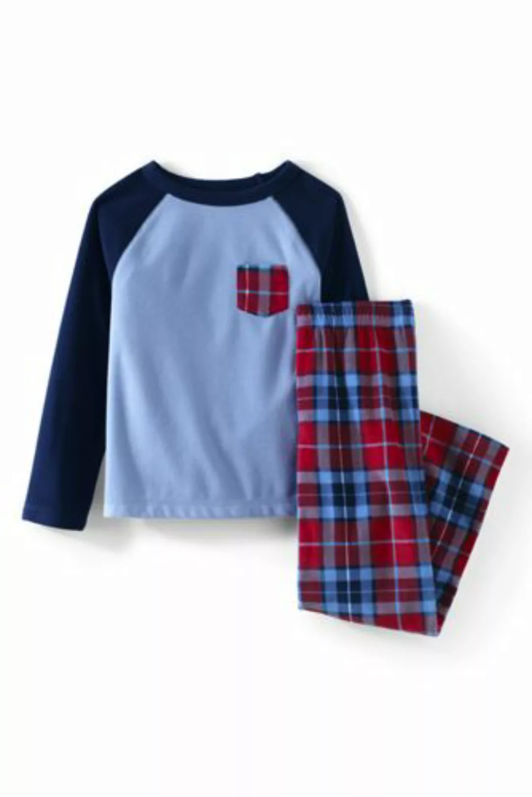 Pyjama-Set aus Fleece, Größe: 152-158, Rot, by Lands' End, Satt Rot Multi K günstig online kaufen