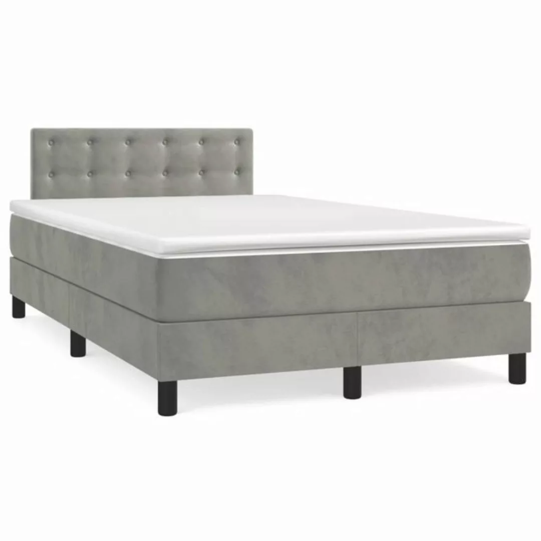 vidaXL Boxspringbett Boxspringbett mit Matratze Hellgrau 120x200 cm Samt Be günstig online kaufen