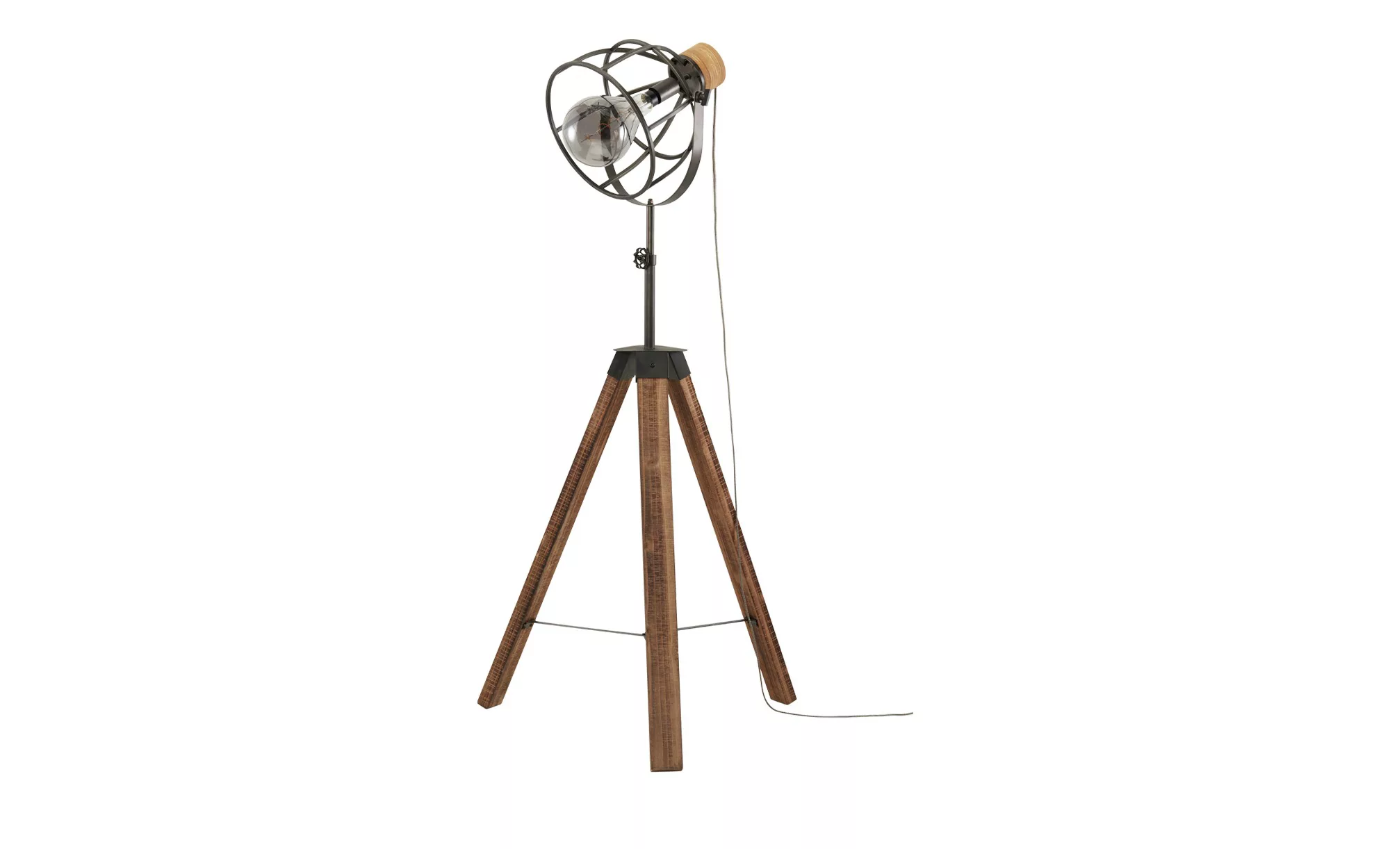 Stehleuchte, 1-flammig, Holz/Metall - schwarz - 160 cm - Lampen & Leuchten günstig online kaufen