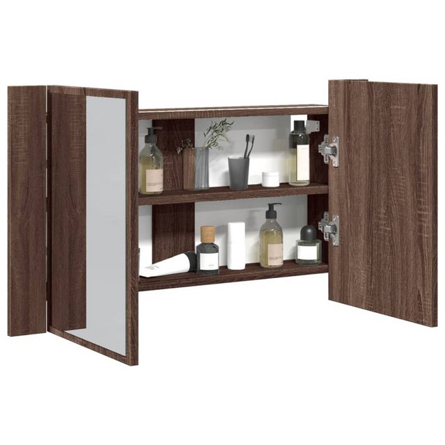 vidaXL Spiegelschrank LED-Spiegelschrank Braun Eichen-Optik 80x12x45 cm Acr günstig online kaufen