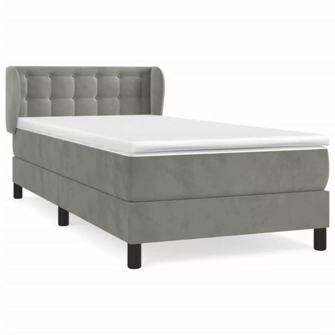 vidaXL Boxspringbett Boxspringbett mit Matratze Dunkelgrau 100x200 cm Samt günstig online kaufen