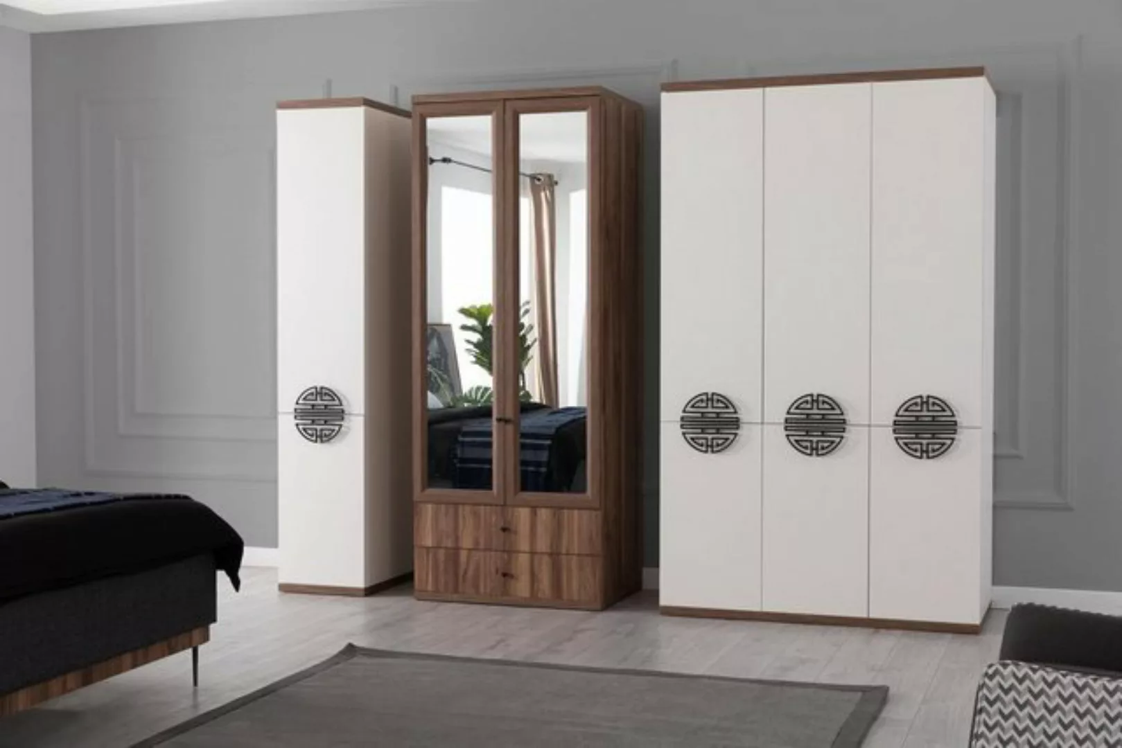 JVmoebel Kleiderschrank Weißer Schlafzimmer Kleiderschrank Holzmöbel Design günstig online kaufen