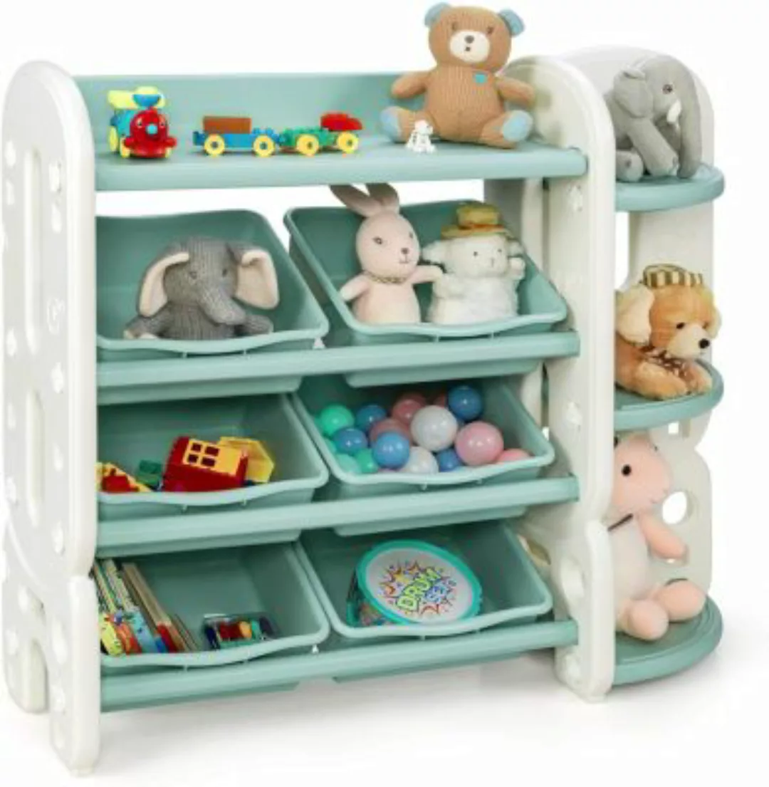 COSTWAY® Spielzeugregal mit 6 Aufbewahrungsboxen grün/weiß günstig online kaufen