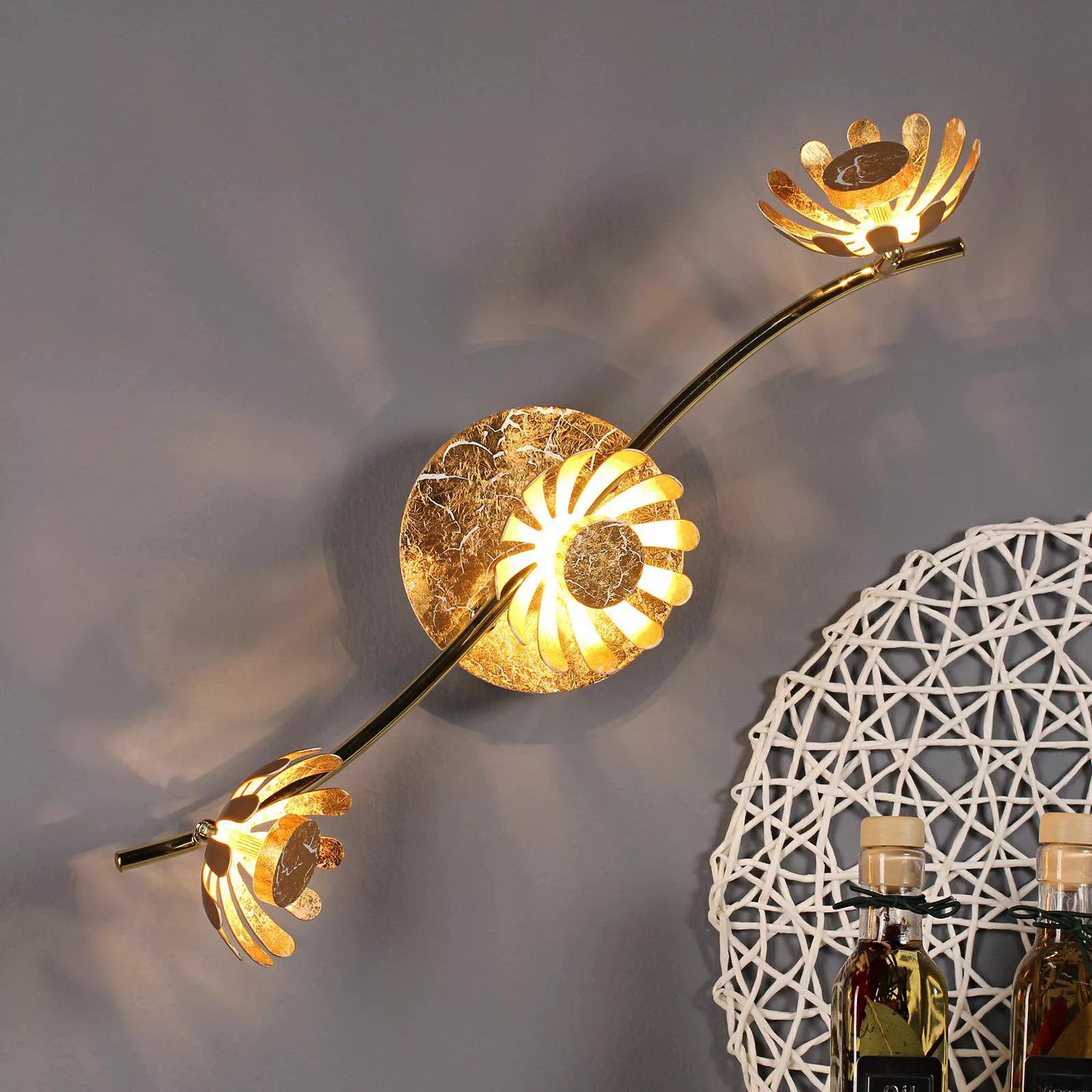 LED-Wandleuchte Bloom dreiflammig gold günstig online kaufen