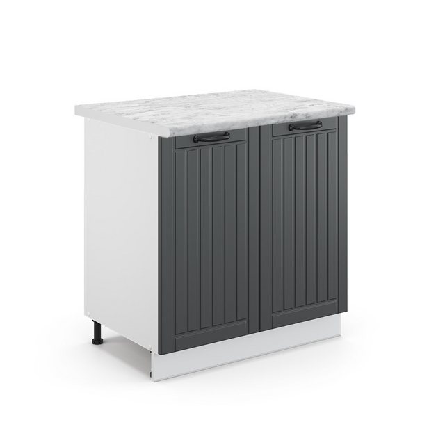 Vicco Spülenunterschrank Fame-Line, Anthrazit Landhaus/Weiß, 80 cm mit Rega günstig online kaufen