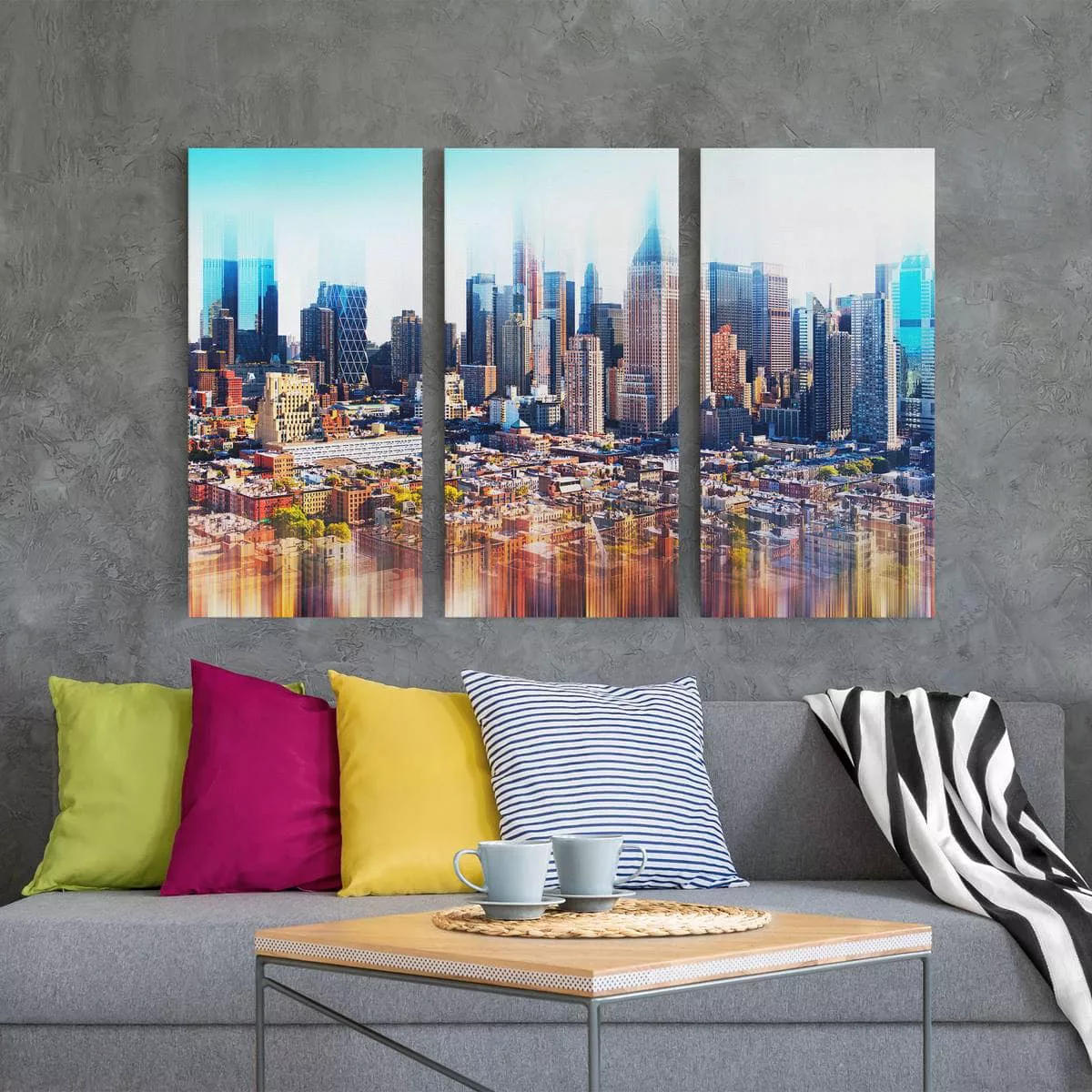 3-teiliges Leinwandbild Architektur & Skyline - Querformat Manhattan Skylin günstig online kaufen