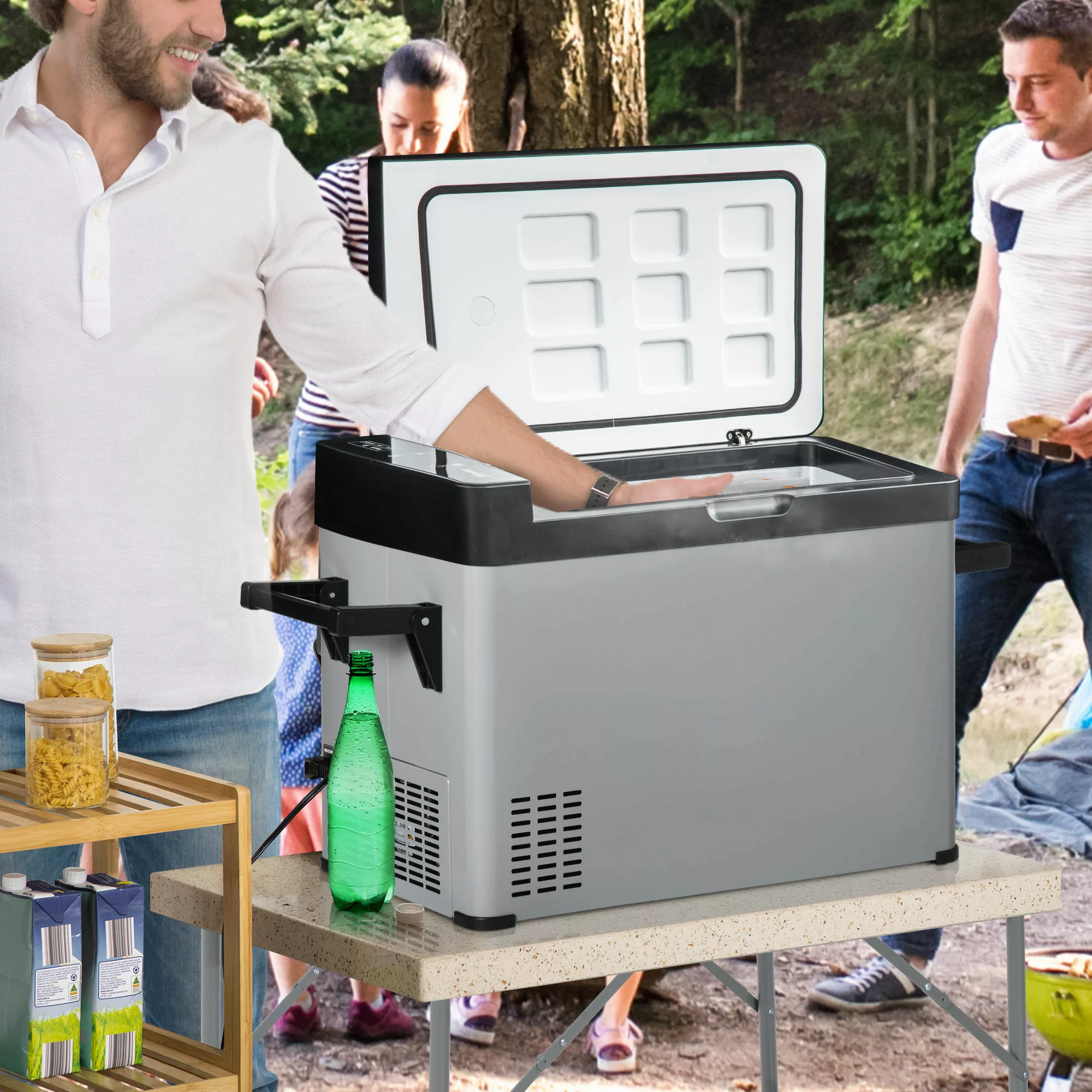 Outsunny Kühlbox Auto 50L mit LCD-Anzeige 2 Modi Kompressor Autokühlschrank günstig online kaufen