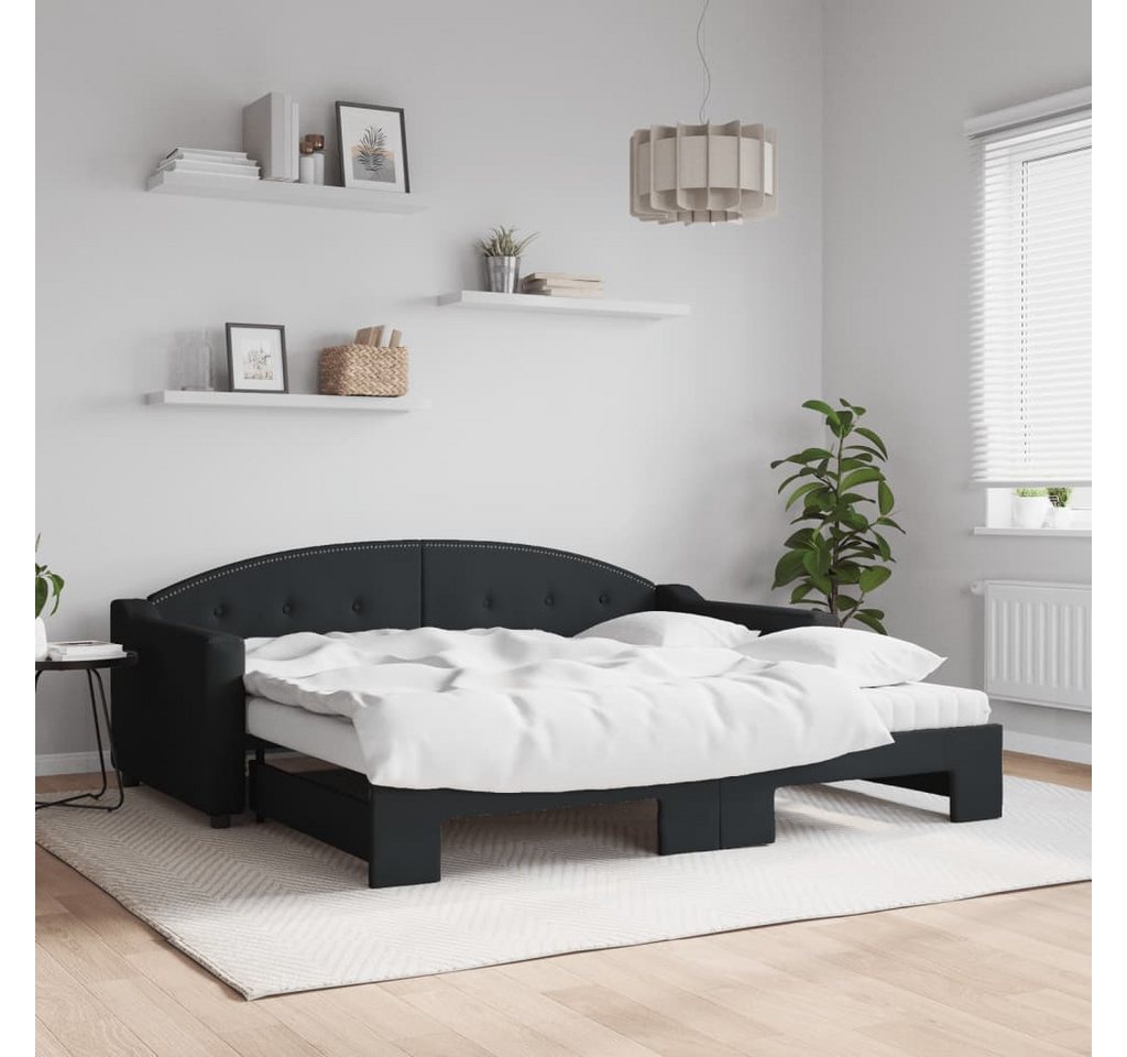 vidaXL Gästebett Gästebett Tagesbett Ausziehbar mit Matratzen Schwarz 90x19 günstig online kaufen