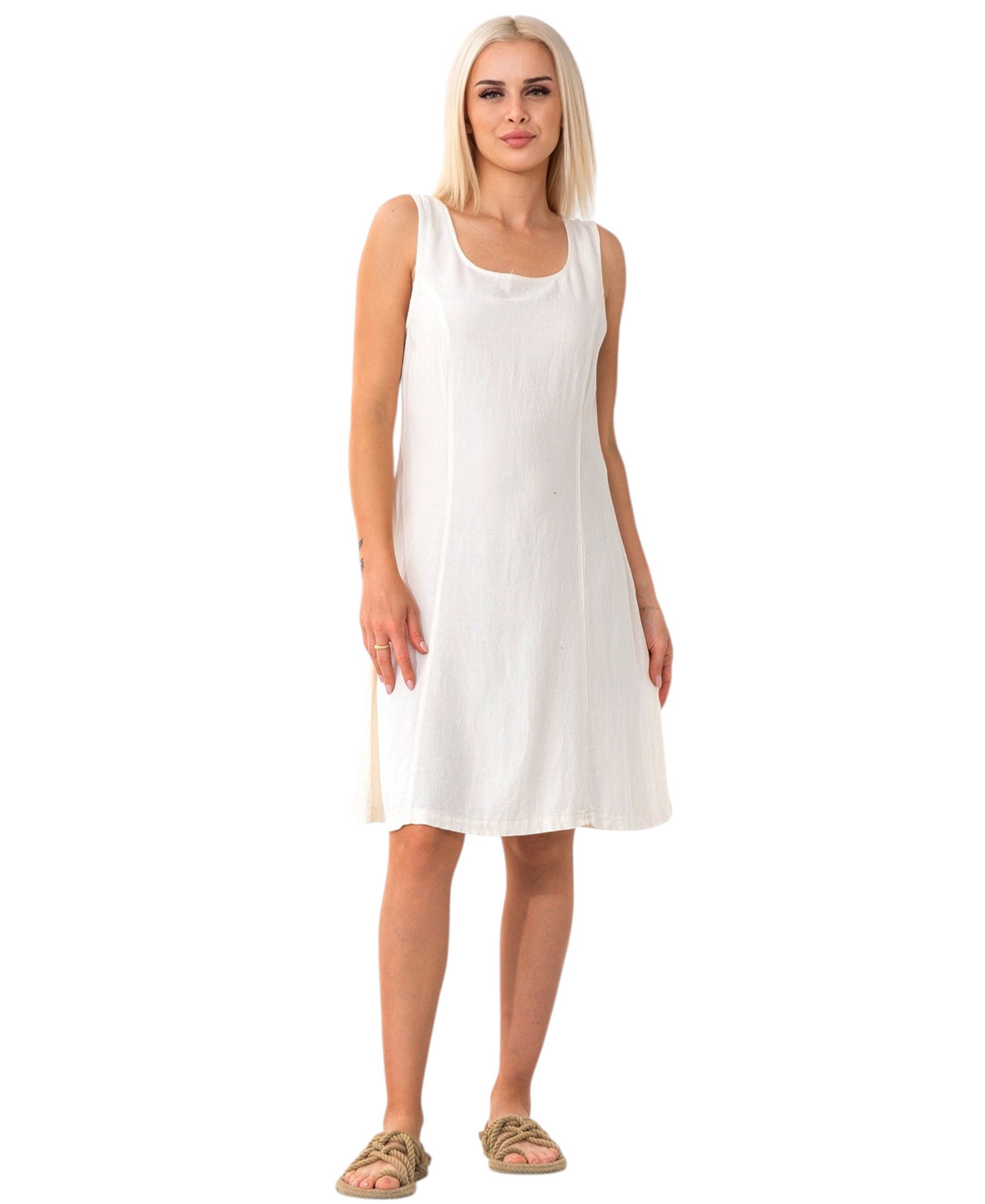 WENOR Sommerkleid mit Bindegürtel hinten Leinenmix günstig online kaufen