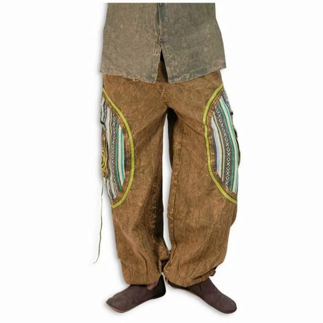 KUNST UND MAGIE Cargohose Stonewashed Cargohose Hippie Goa Cargo Hose Plude günstig online kaufen