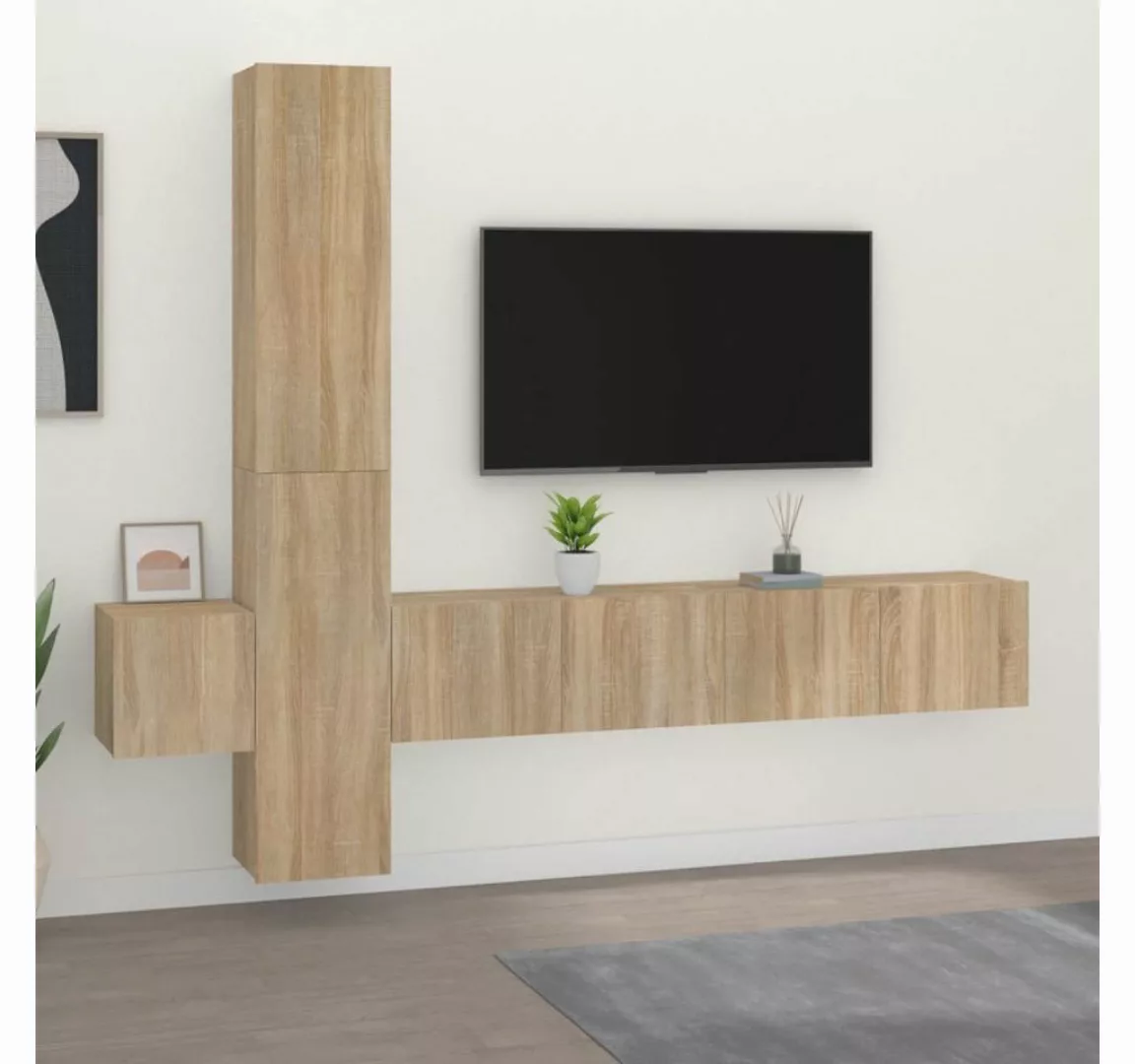 vidaXL TV-Schrank 5-tlg. TV-Schrank-Set Sonoma-Eiche Holzwerkstoff (5-St) günstig online kaufen