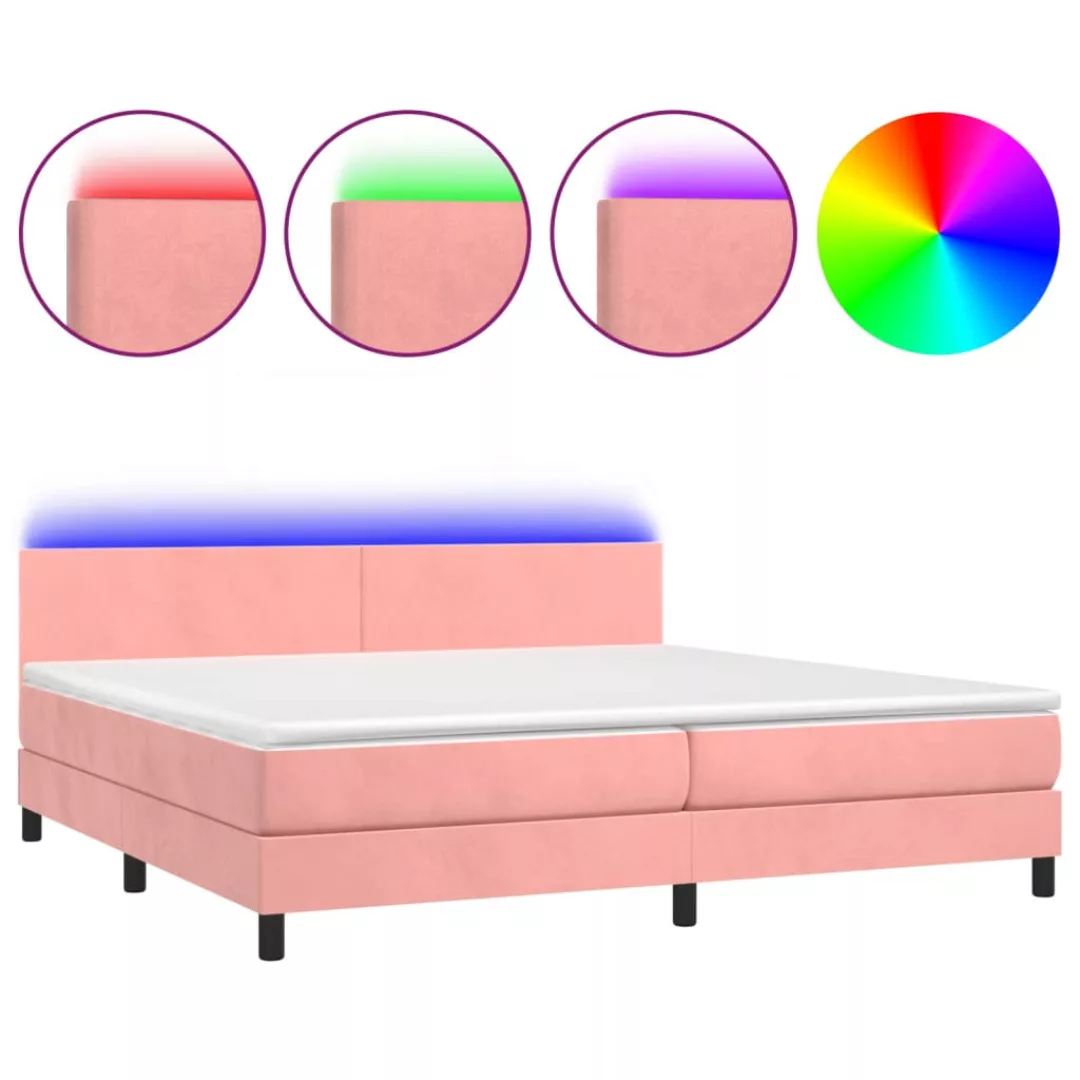 Vidaxl Boxspringbett Mit Matratze & Led Rosa 200x200 Cm Samt günstig online kaufen