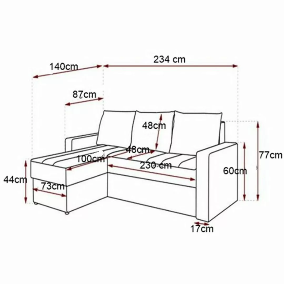 DB-Möbel Ecksofa mit Schlaffunktion "IVO" Sofa vom Hersteller günstig online kaufen