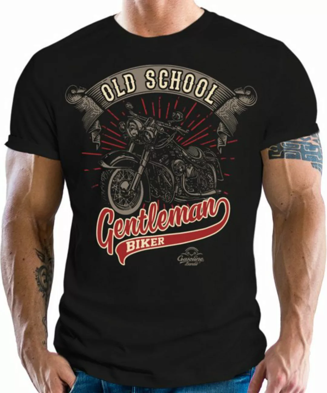 GASOLINE BANDIT® T-Shirt für Motorradfahrer und Biker: Oldschool Gentleman günstig online kaufen