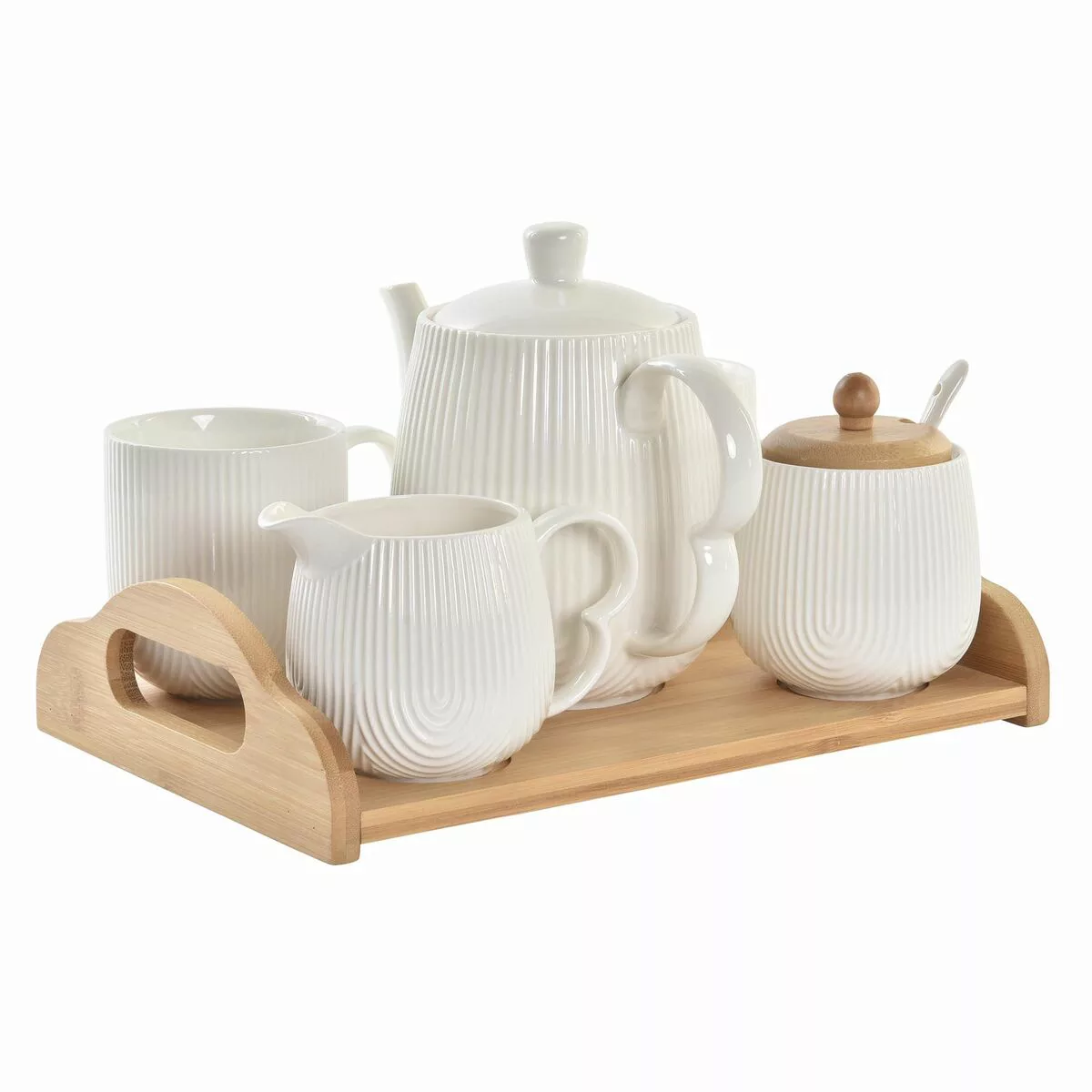 Satz Von Kaffeetassen Dkd Home Decor Natürlich Porzellan Weiß Bambus günstig online kaufen